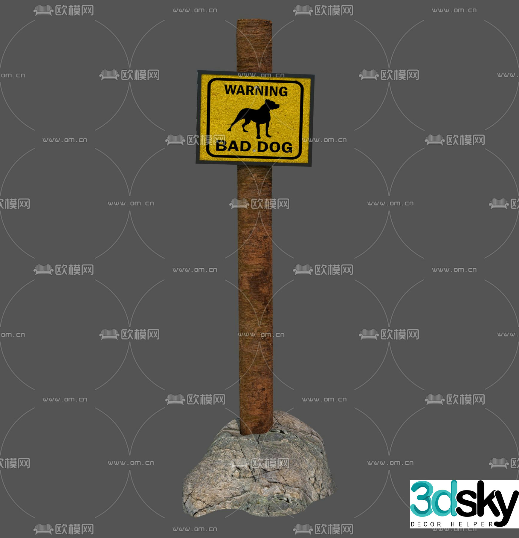Modern billboard warning sign free 3d model