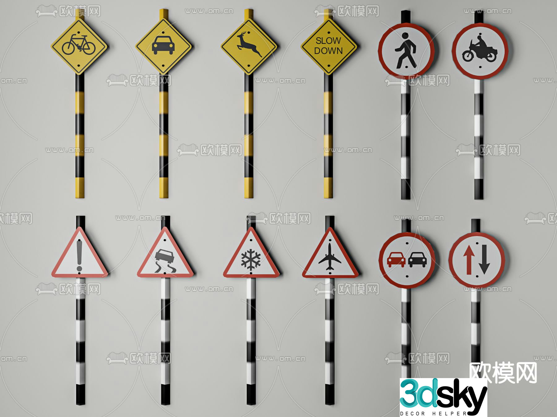Modern traffic sign 3d model