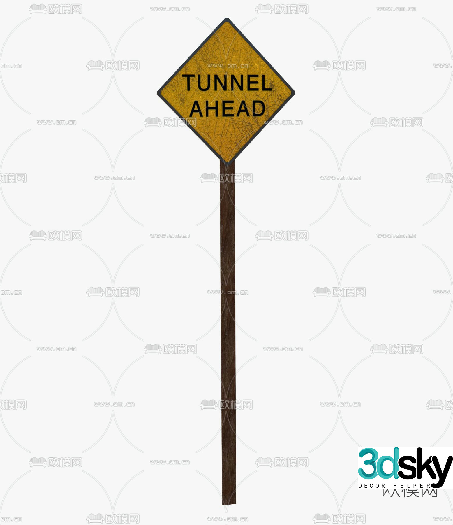 Modern billboard warning sign free 3d model