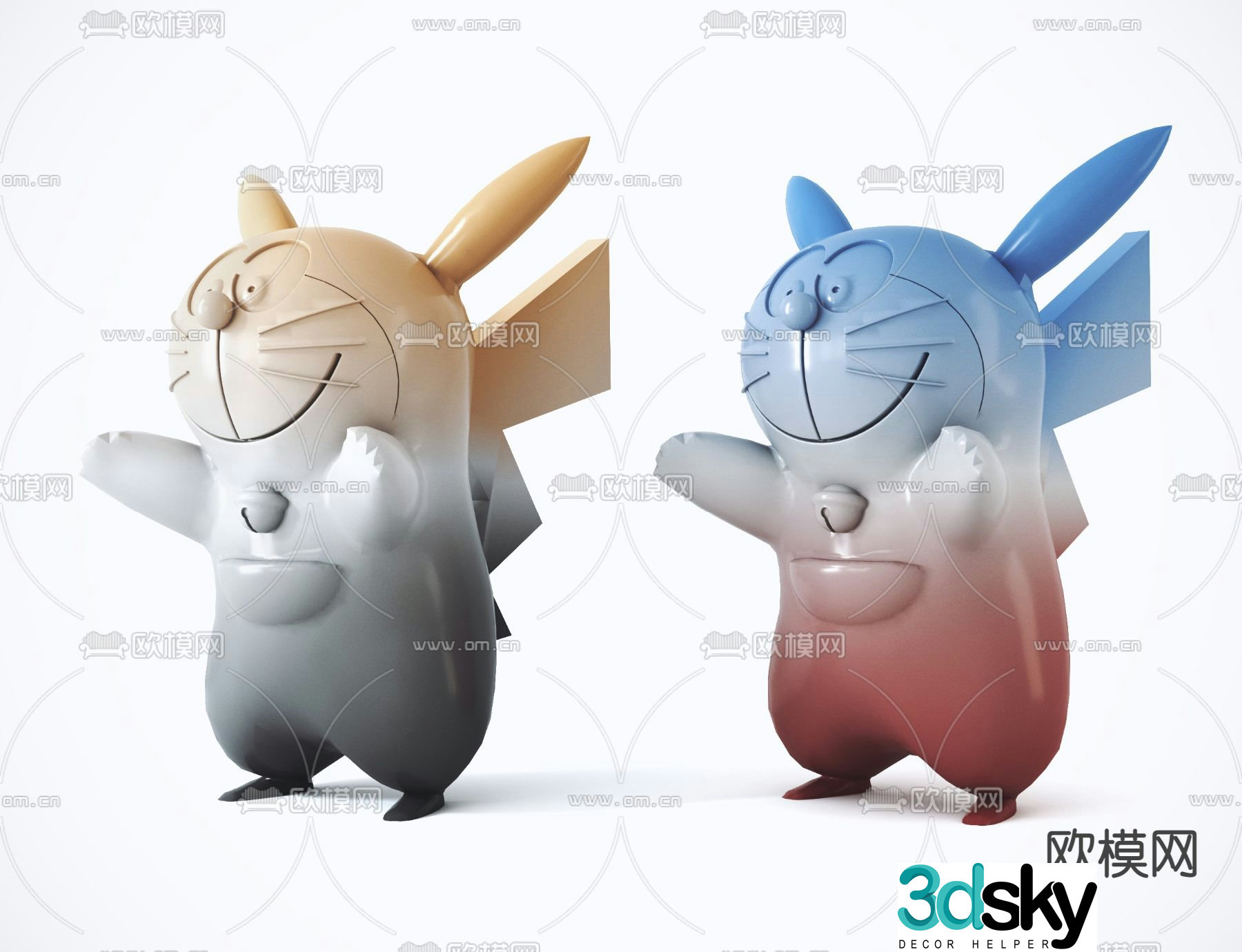 Modern Pikachu co-branded Doraemon toy 3D model