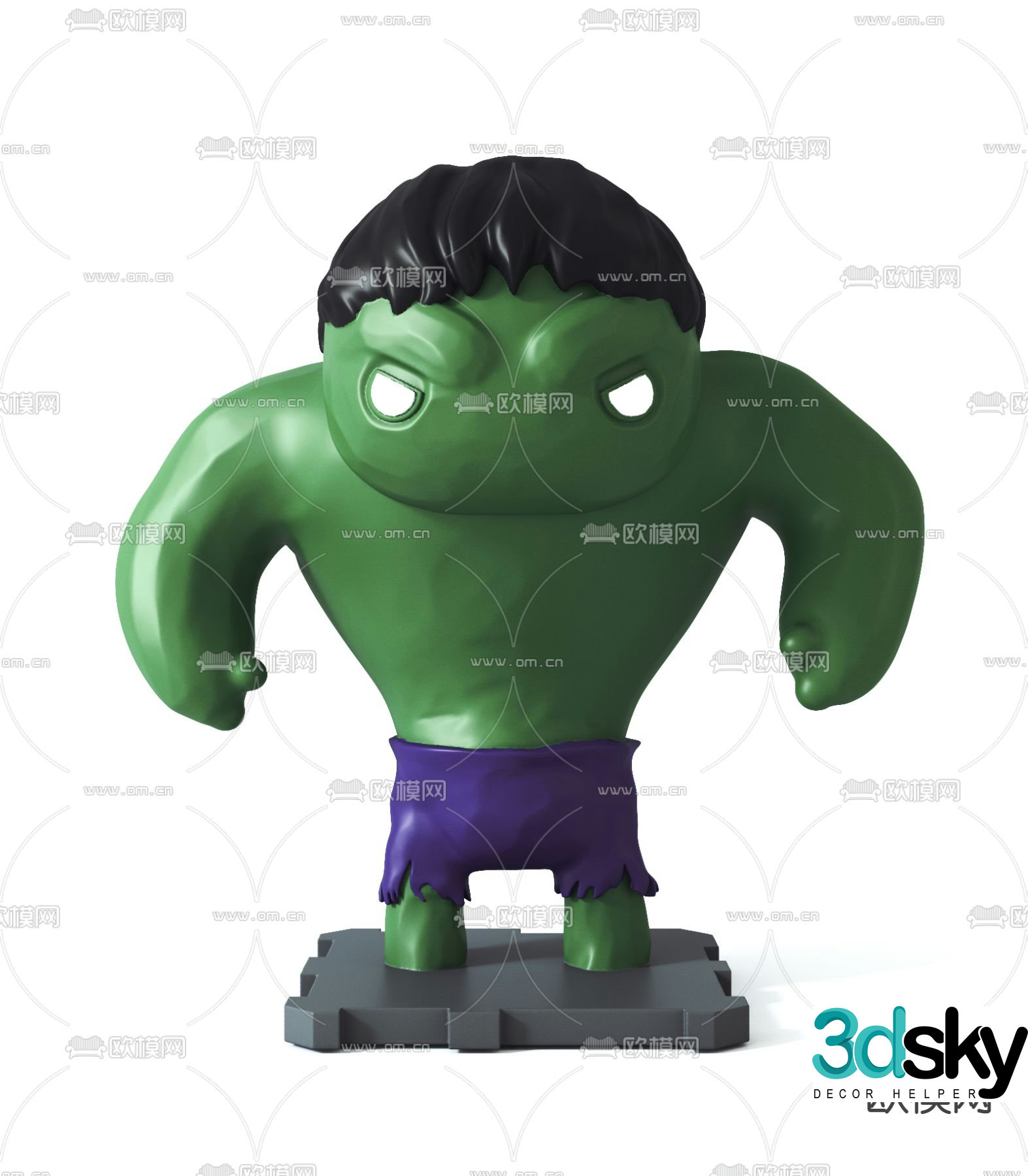 Modern Q version Hulk toy 3d model