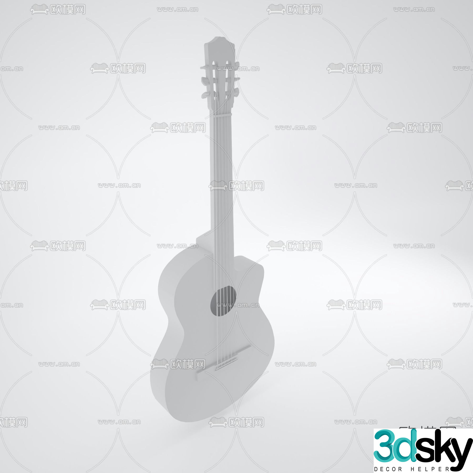 Modern guitar free 3d model