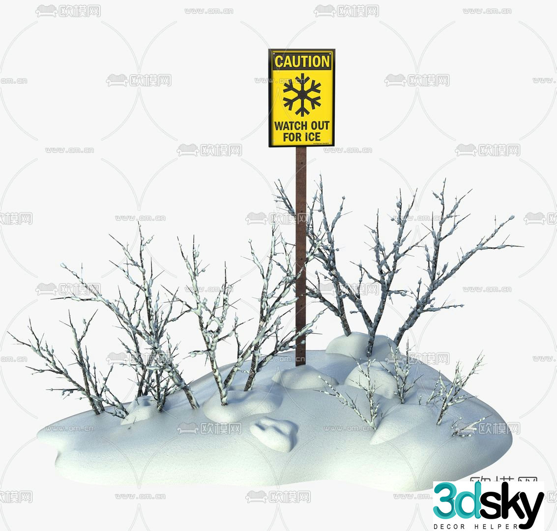 Modern billboard warning sign free 3d model