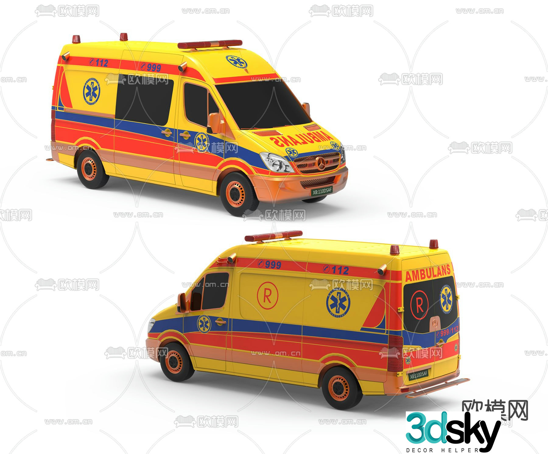 Modern overseas version ambulance 3d model