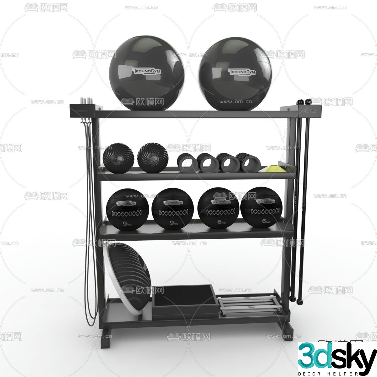 Modern fitness equipment free 3d model