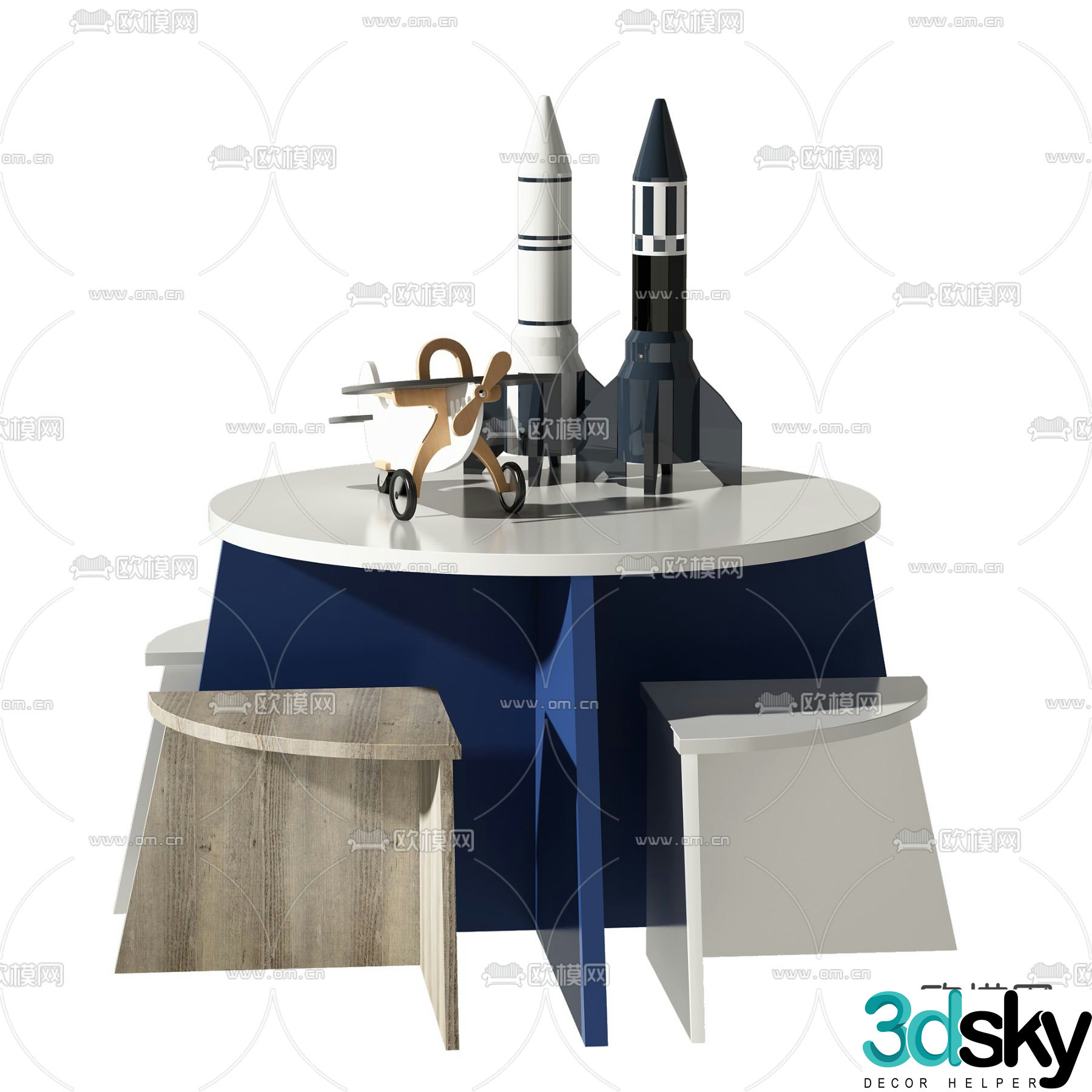 Modern children’s leisure table and chairs 3d model