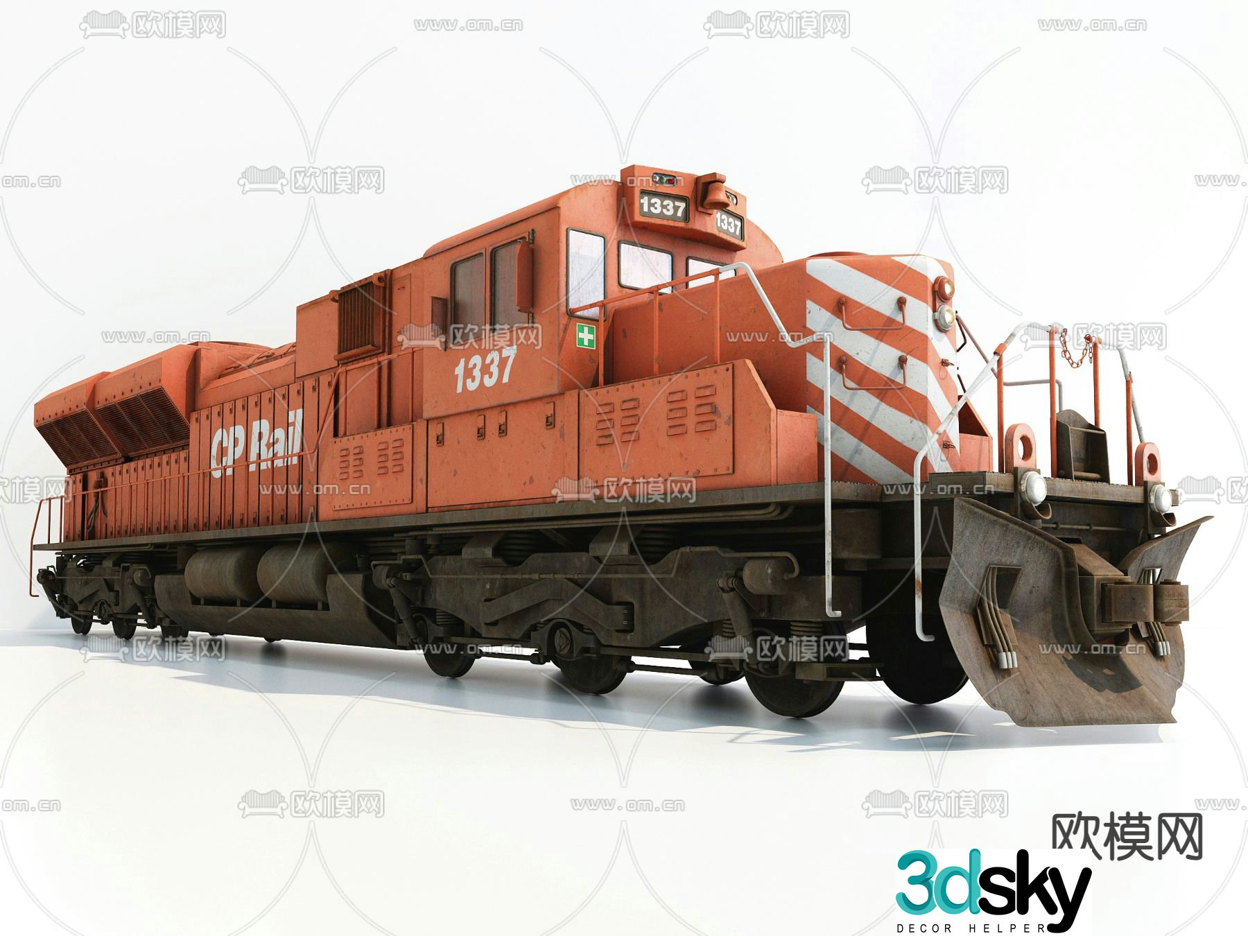 Industrial style train front 3D model