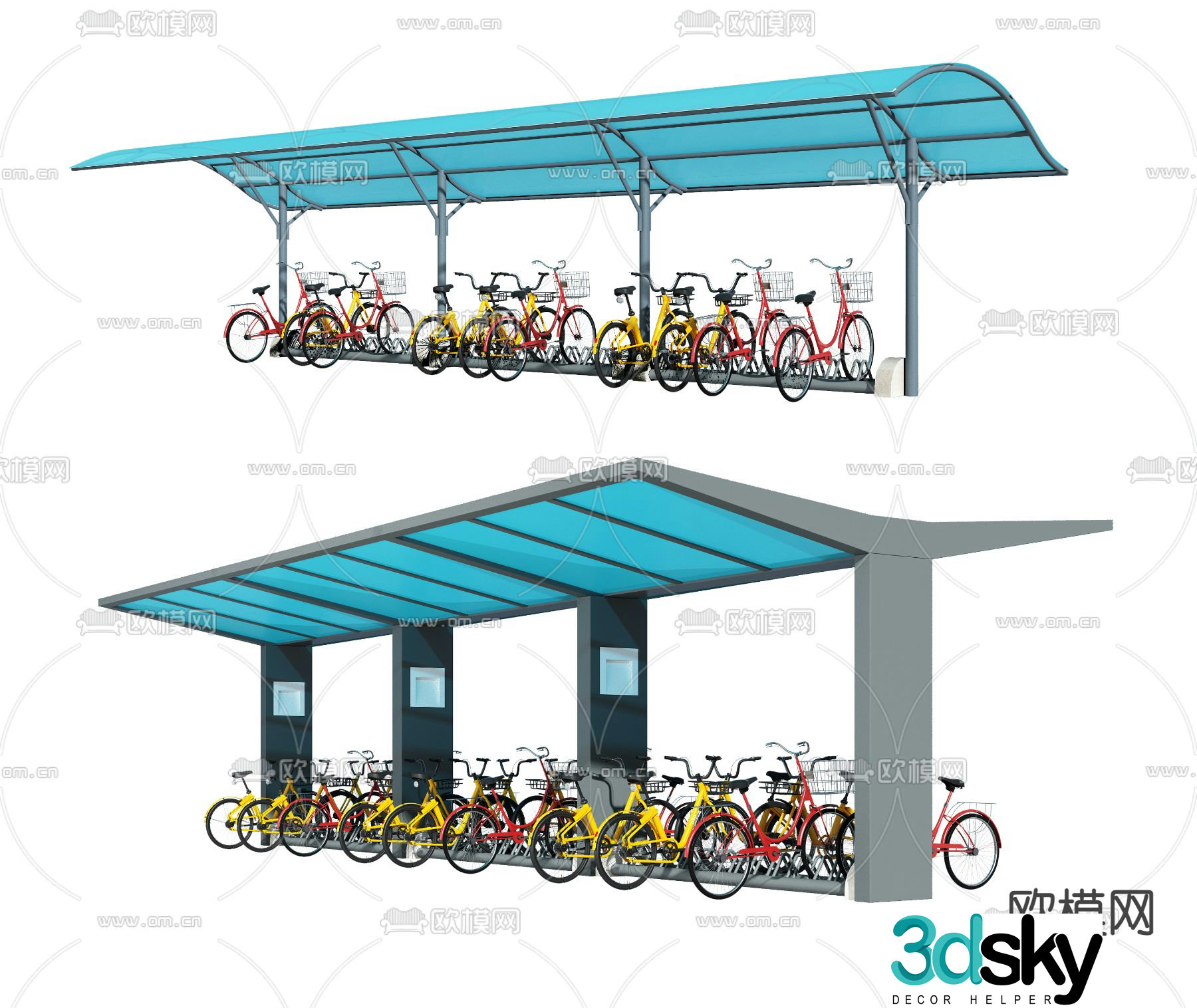 Modern bicycle shed 3d model
