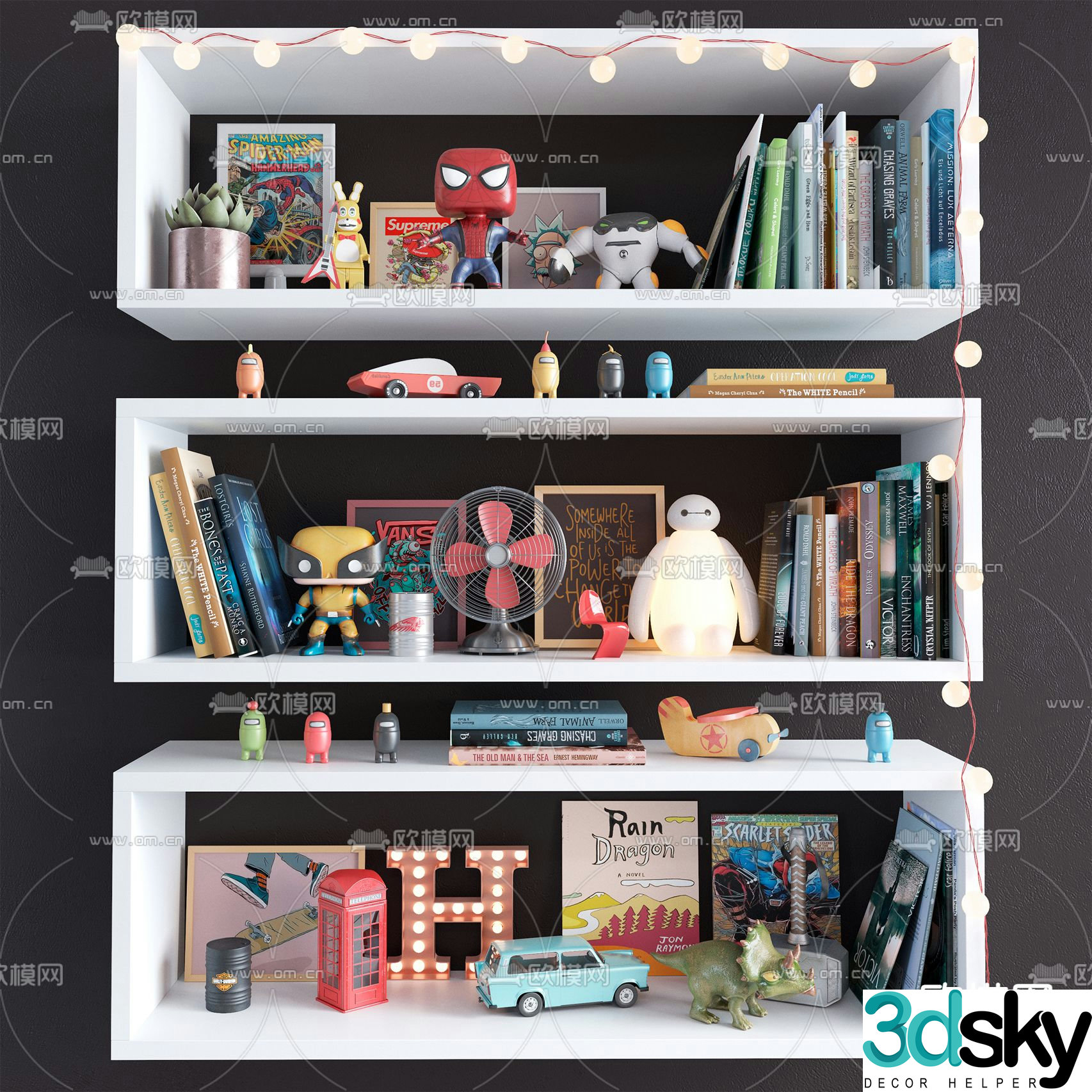 Modern children’s toys books decorative ornaments 3d model