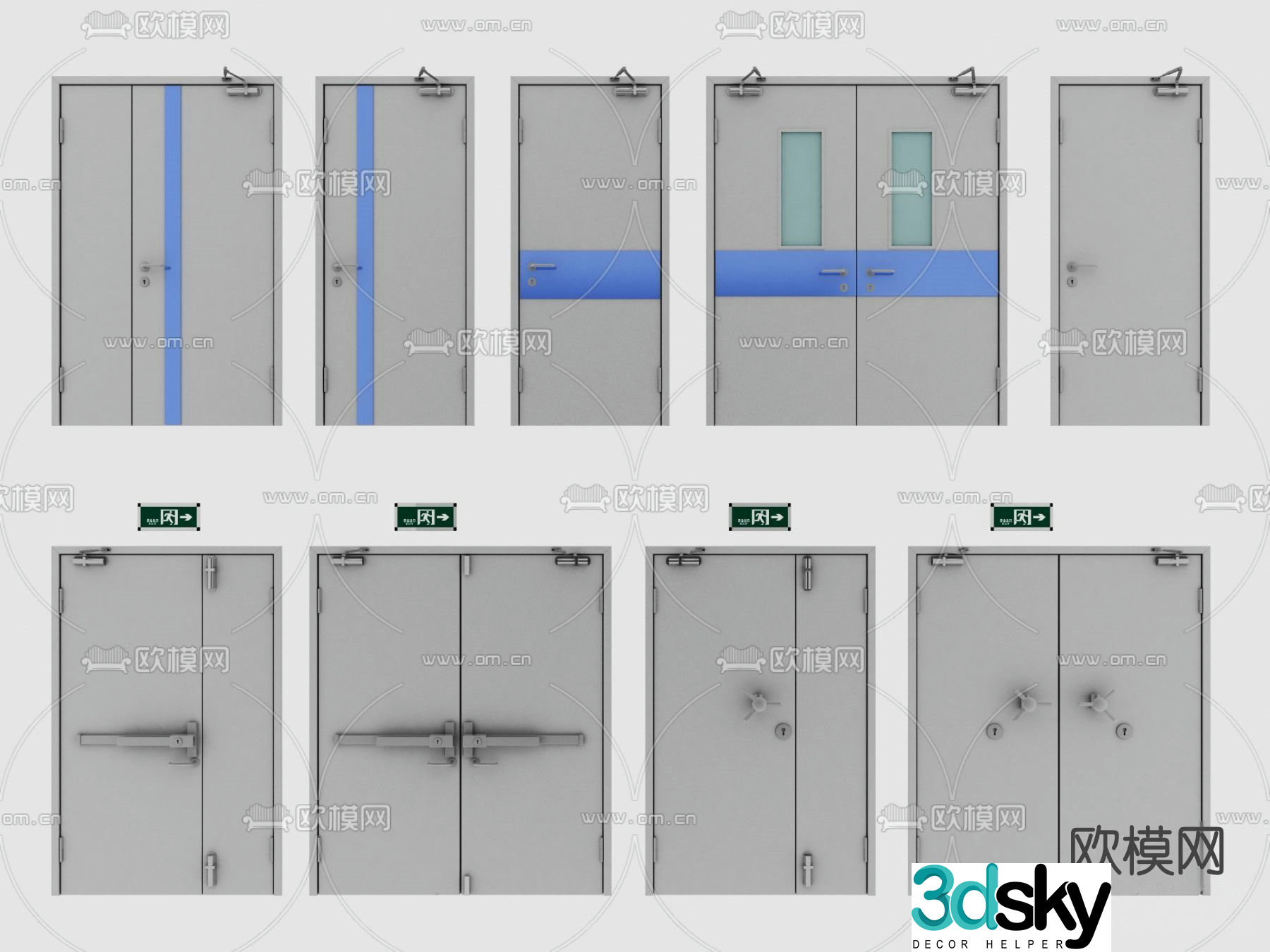 Modern fire door fire door safety door 3d model