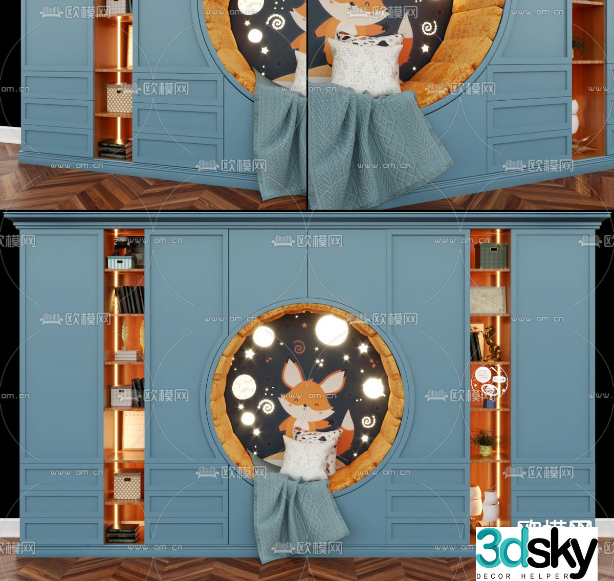 Nordic children’s room wardrobe decoration cabinet 3d model