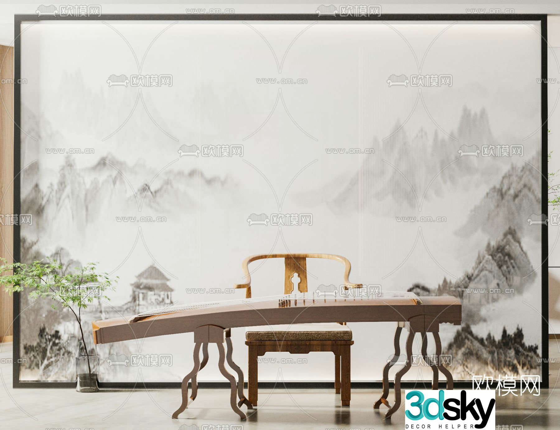 New Chinese guzheng 3d model