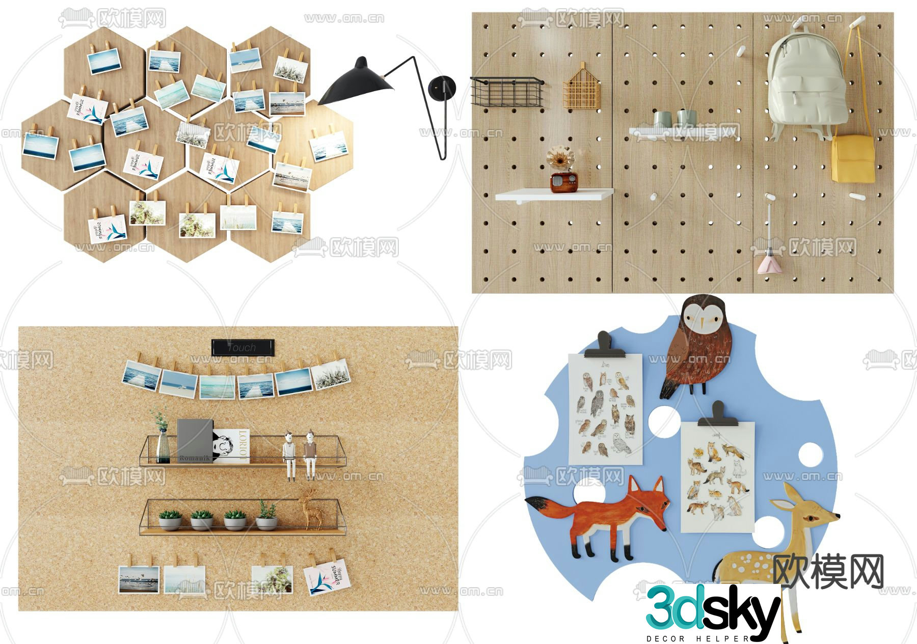 Modern children’s wall decoration shelf 3d model