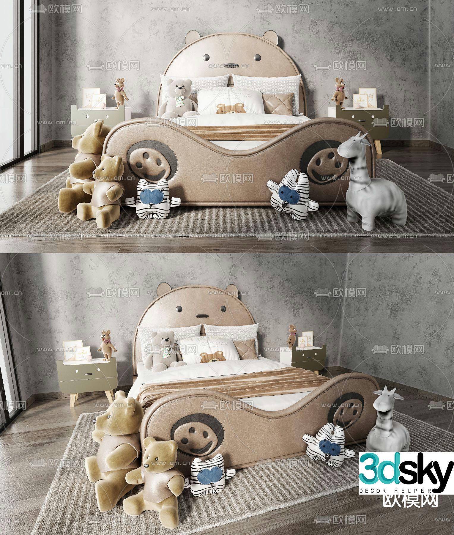 Modern bear children’s bed 3d model