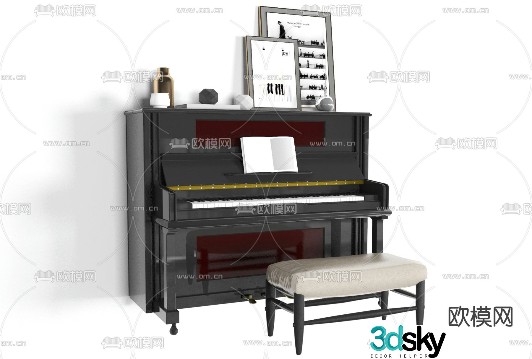 American piano free 3d model
