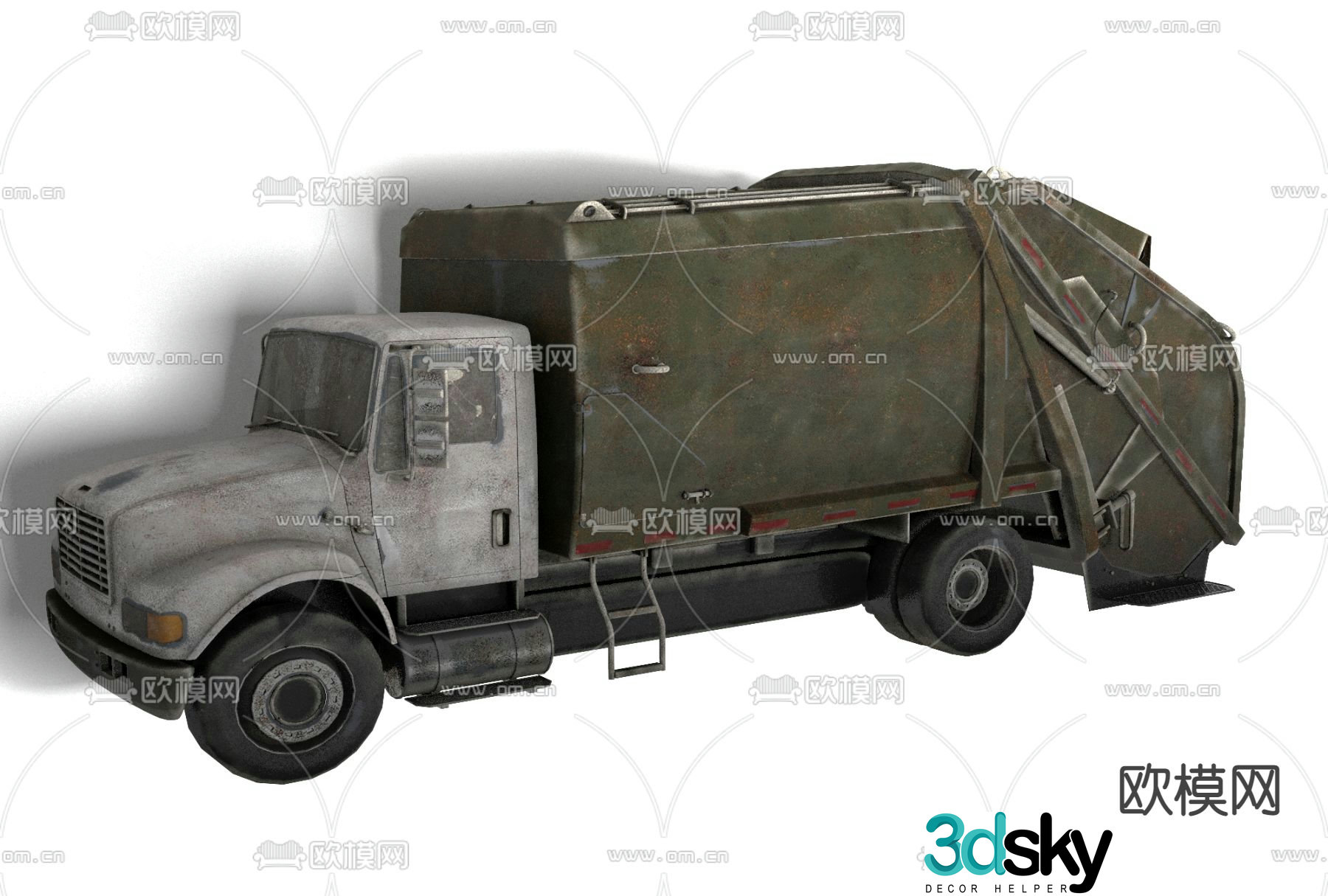 Modern garbage truck free 3d model