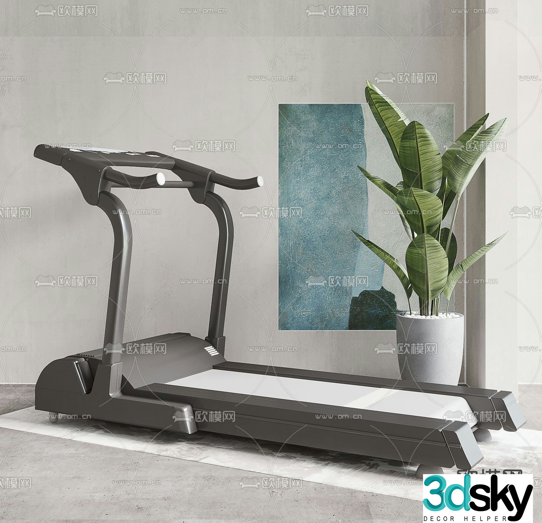 Modern treadmill 3d model