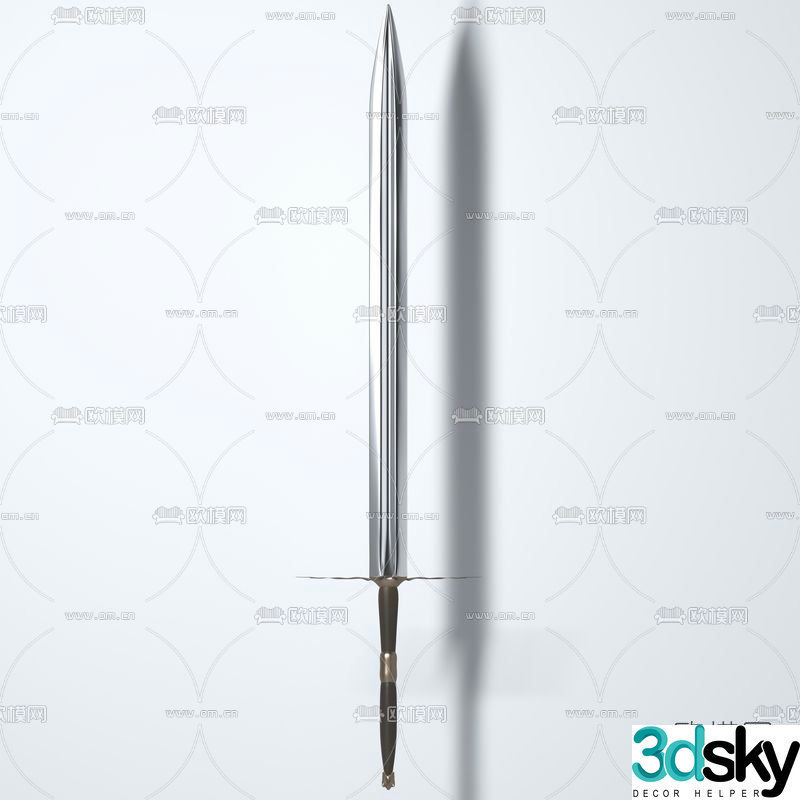Free 3d model of simple European cold weapon long sword