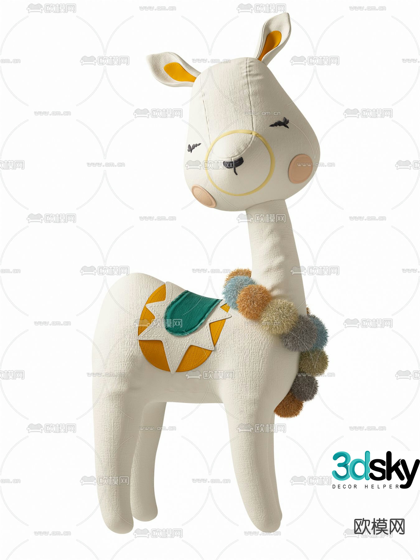 Modern children’s alpaca doll 3d model