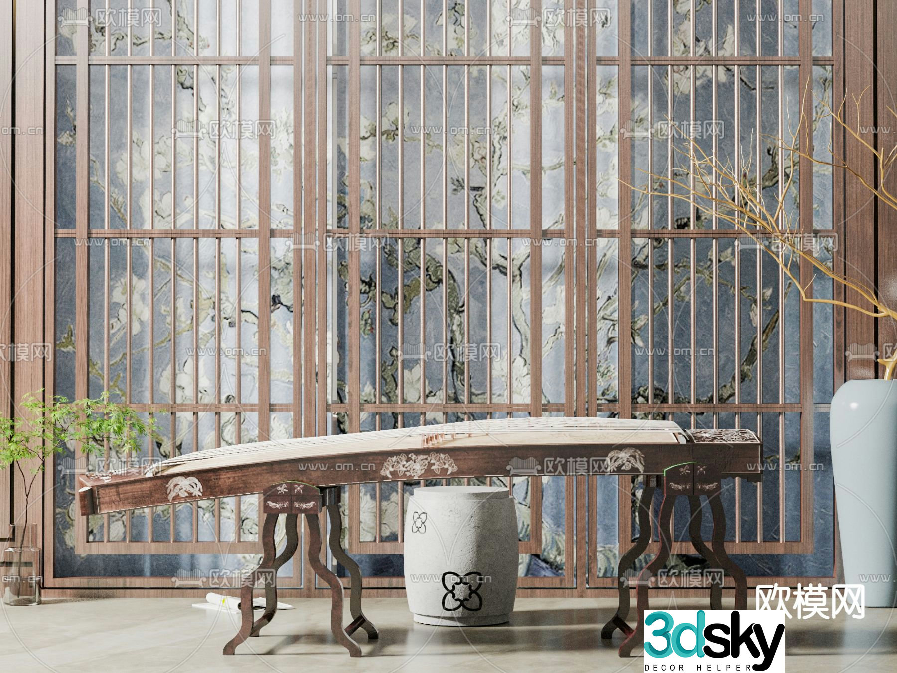 New Chinese guzheng 3d model