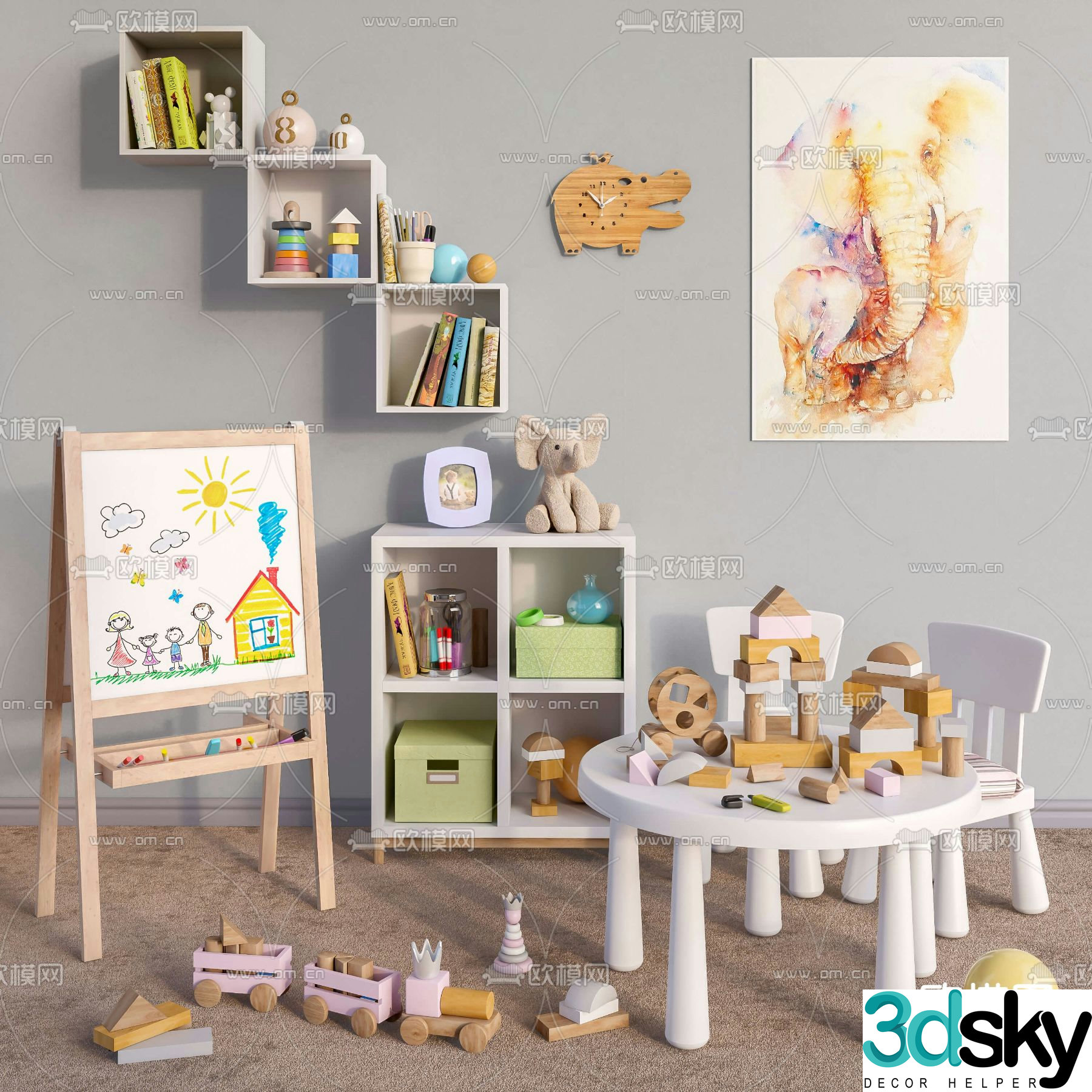 IKEA children’s table and chair toys 3d model