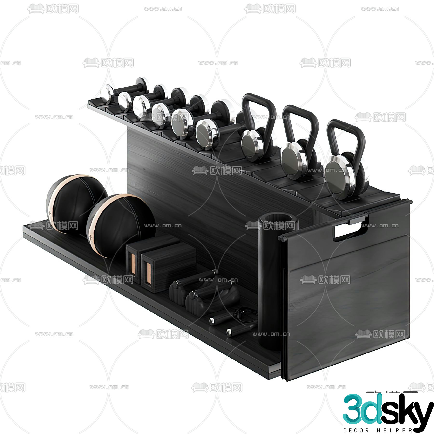 Modern yoga fitness equipment 3d model