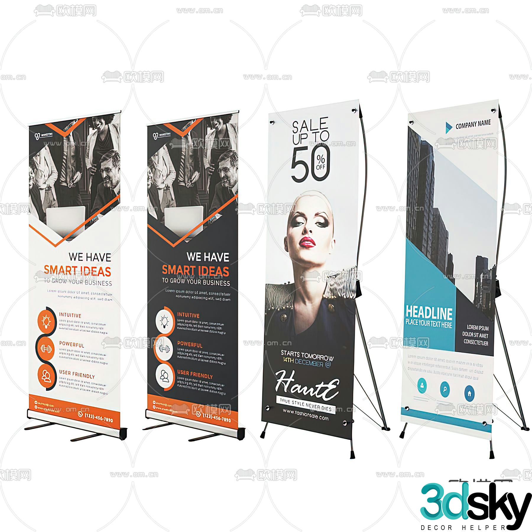 Modern poster stand 3d model