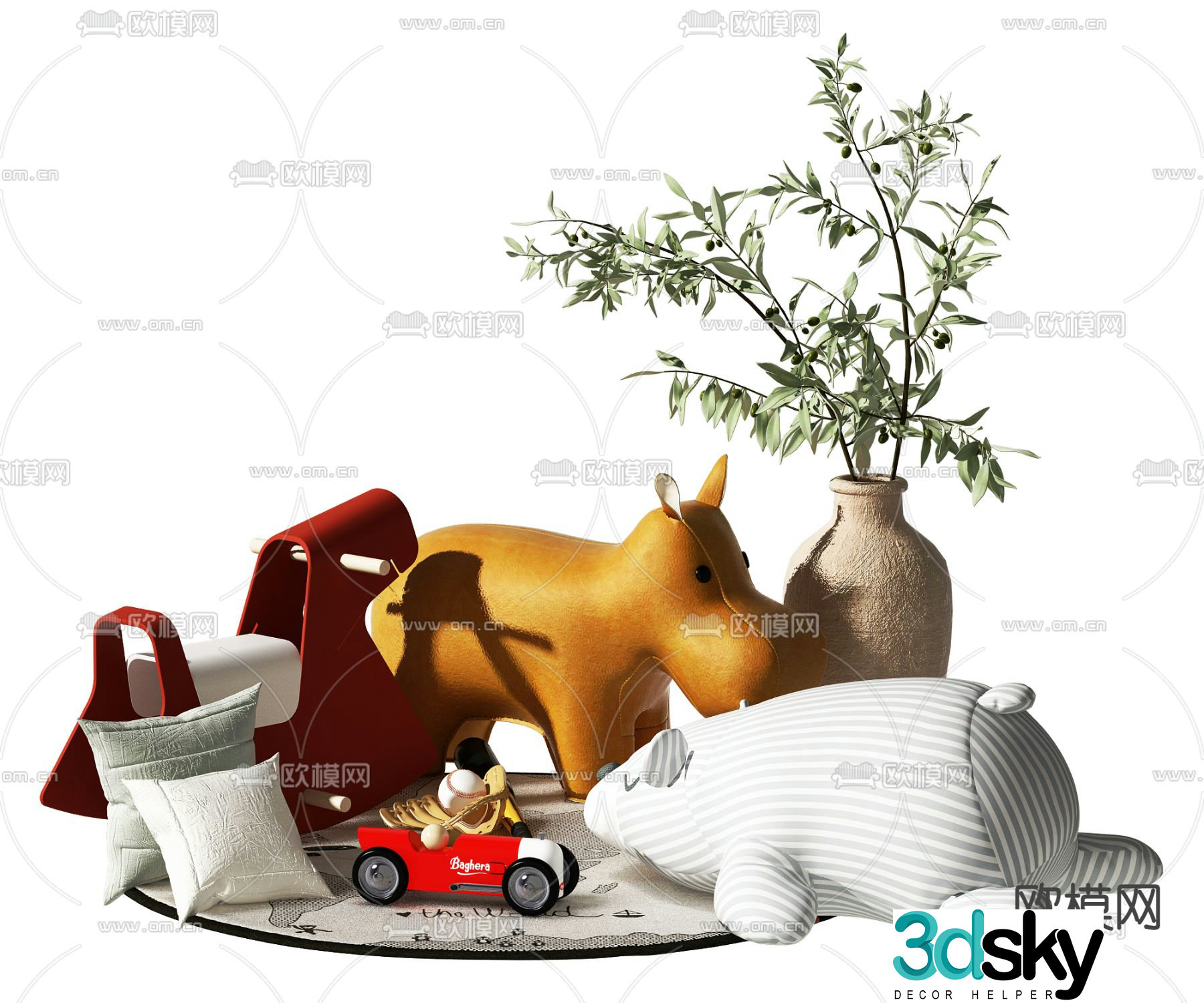 Modern hippopotamus children’s toy 3d model