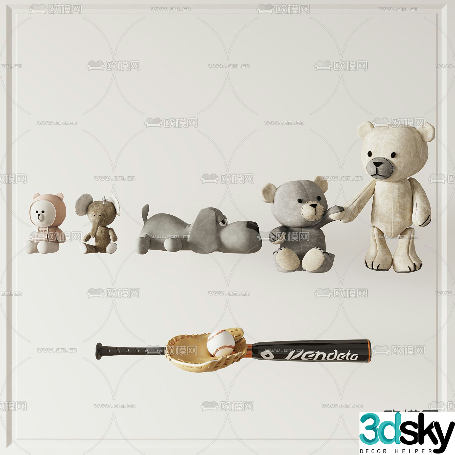 Modern ragdoll toy baseball bat 3d model
