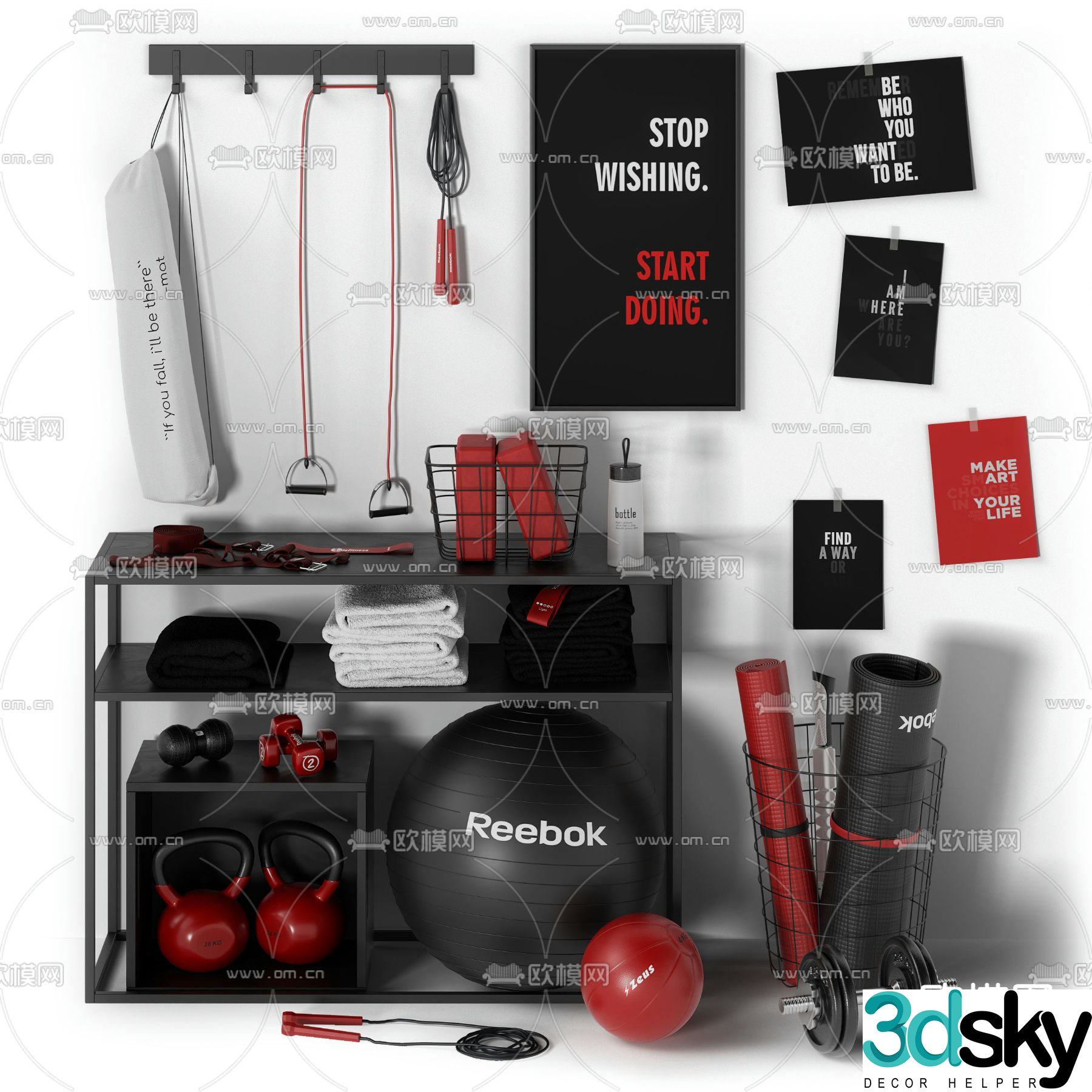 Modern yoga fitness equipment 3d model