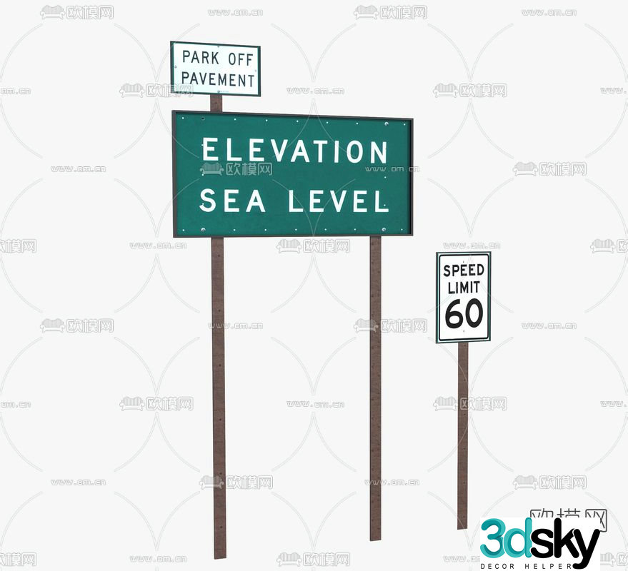 Modern signage notice board free 3d model