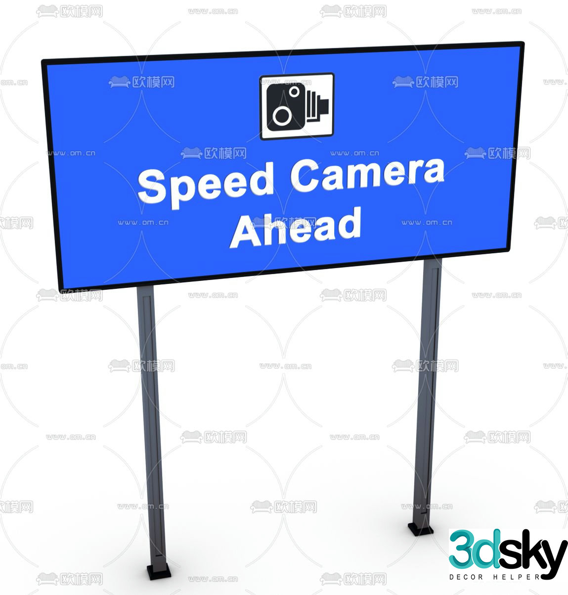 Modern notice board signage free 3d model