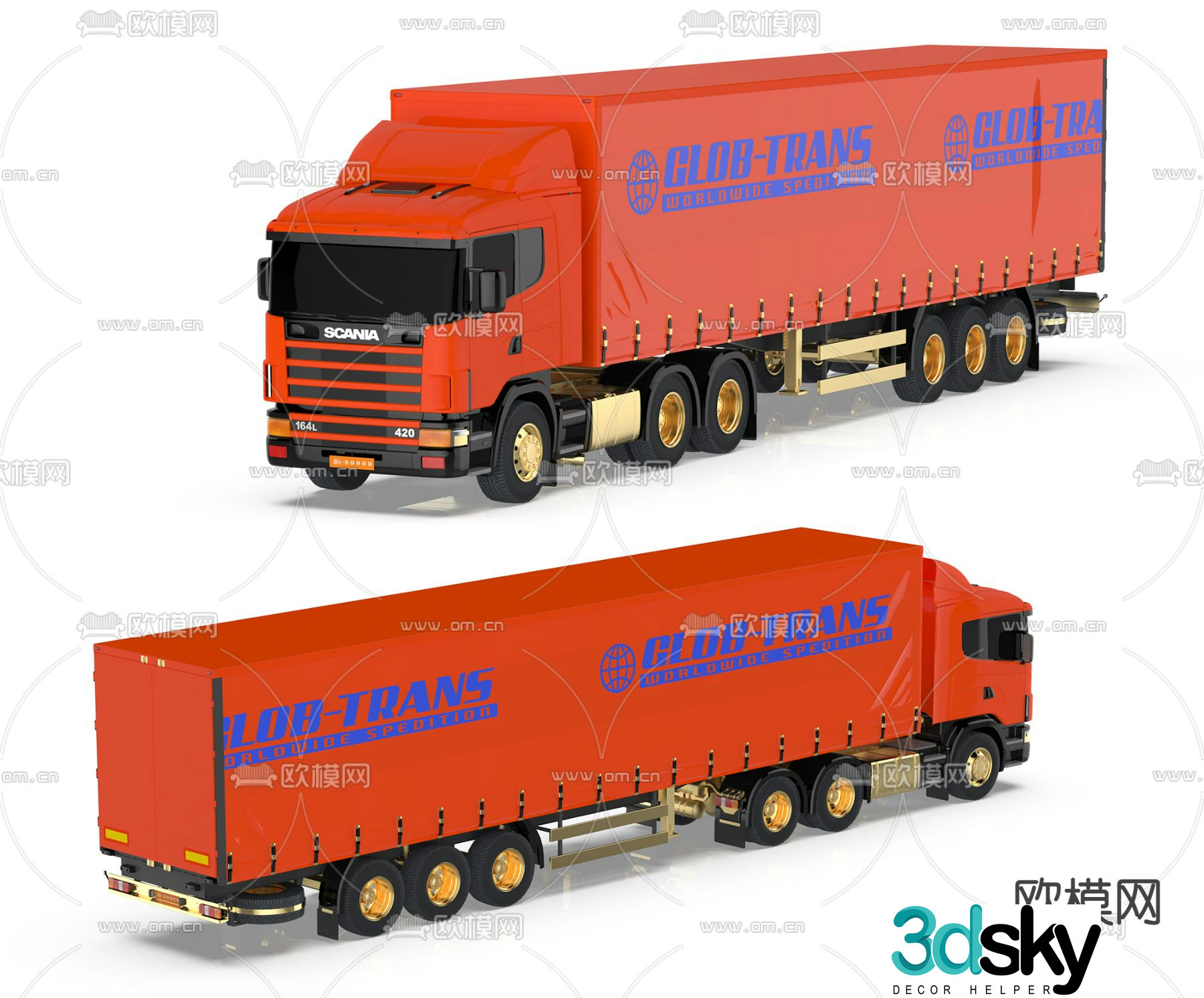 Modern container truck 3d model