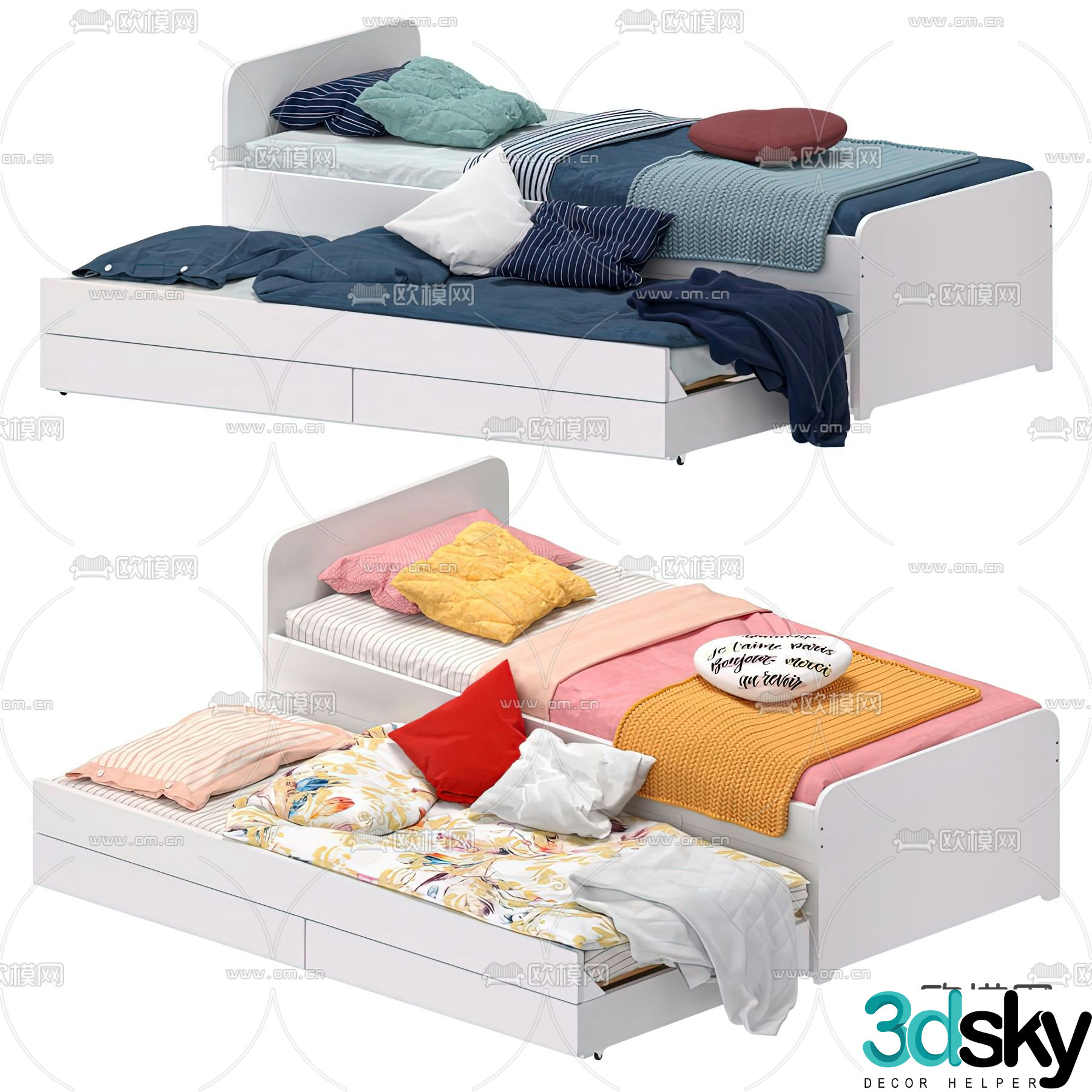 Nordic tatami children’s bed 3d model