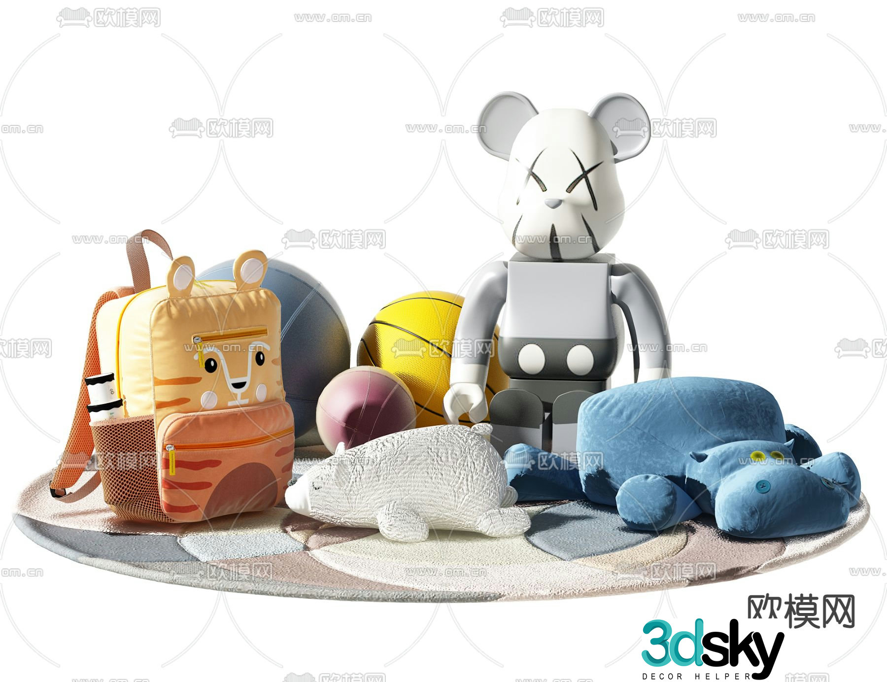 Modern children’s schoolbag plush toy 3d model