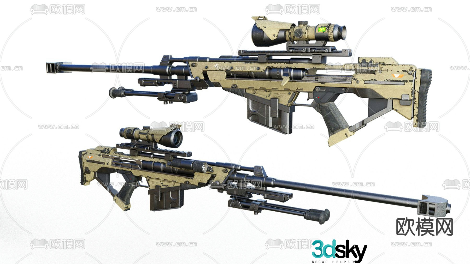 Modern sniper gun military weapon 3d model