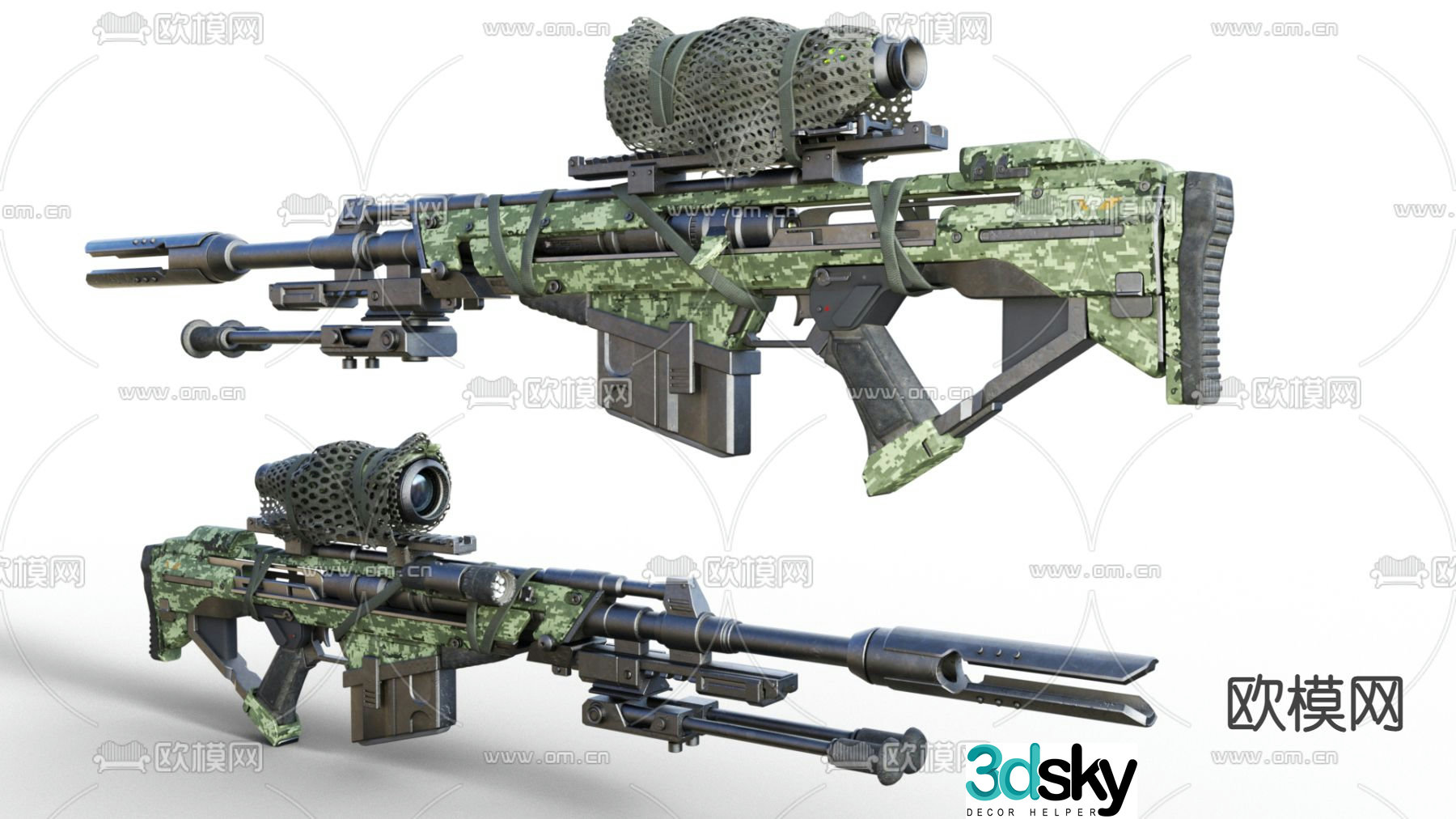 Modern sniper rifle military weapon 3d model