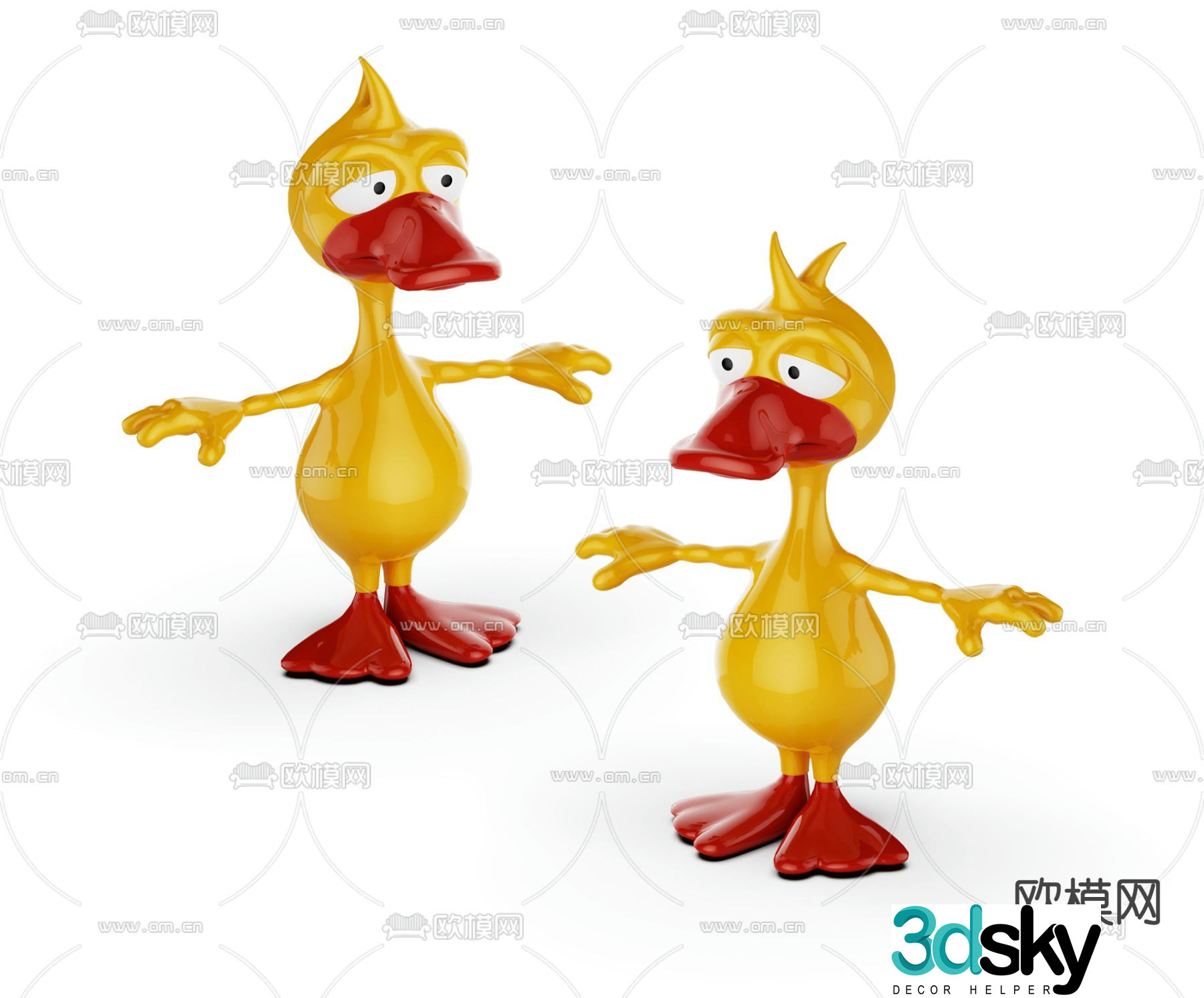 Modern duck cartoon toy figurine 3d model