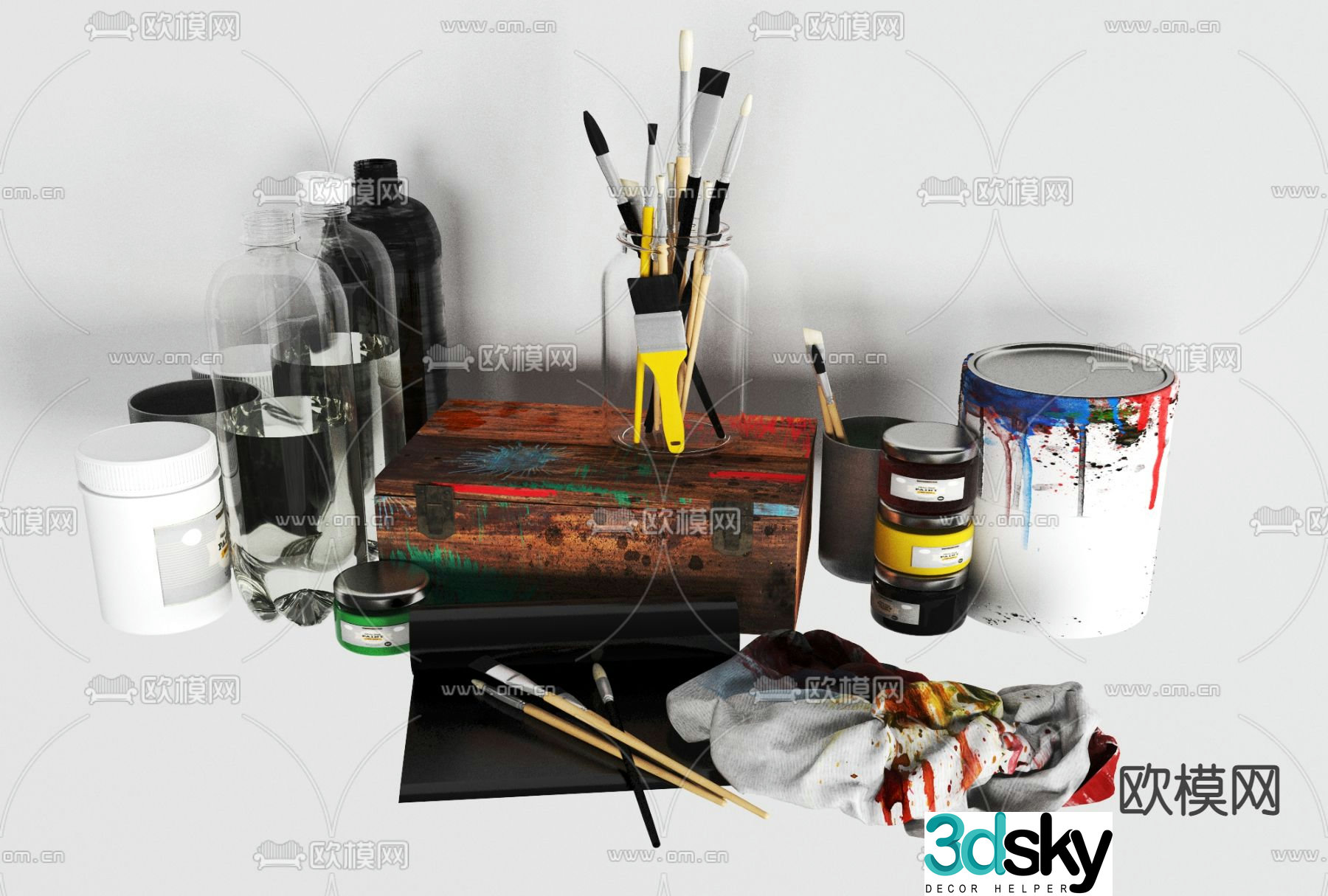 Industrial style art brush free 3d model
