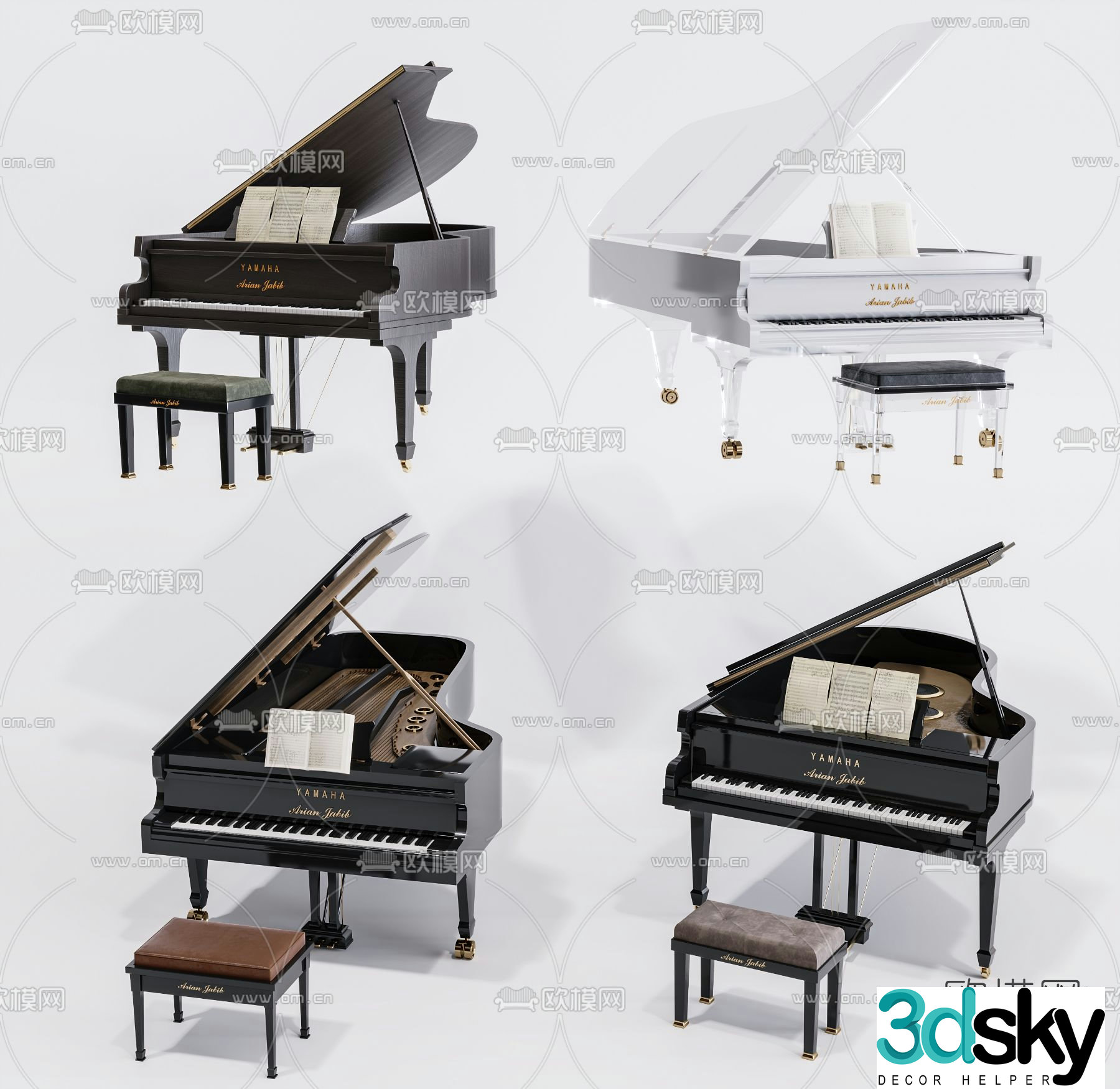 modern piano 3d model