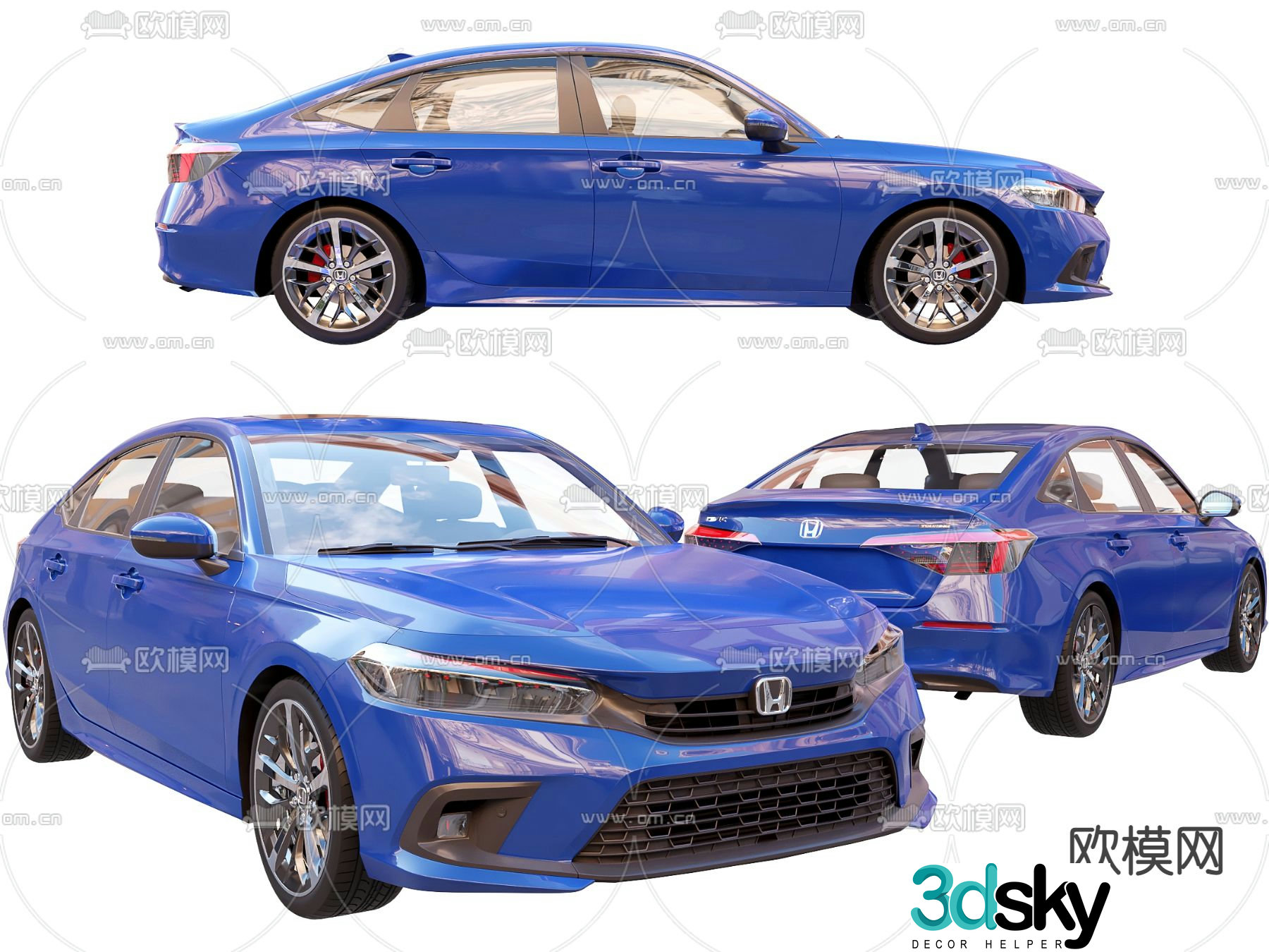 Modern Honda Civic car 3d model