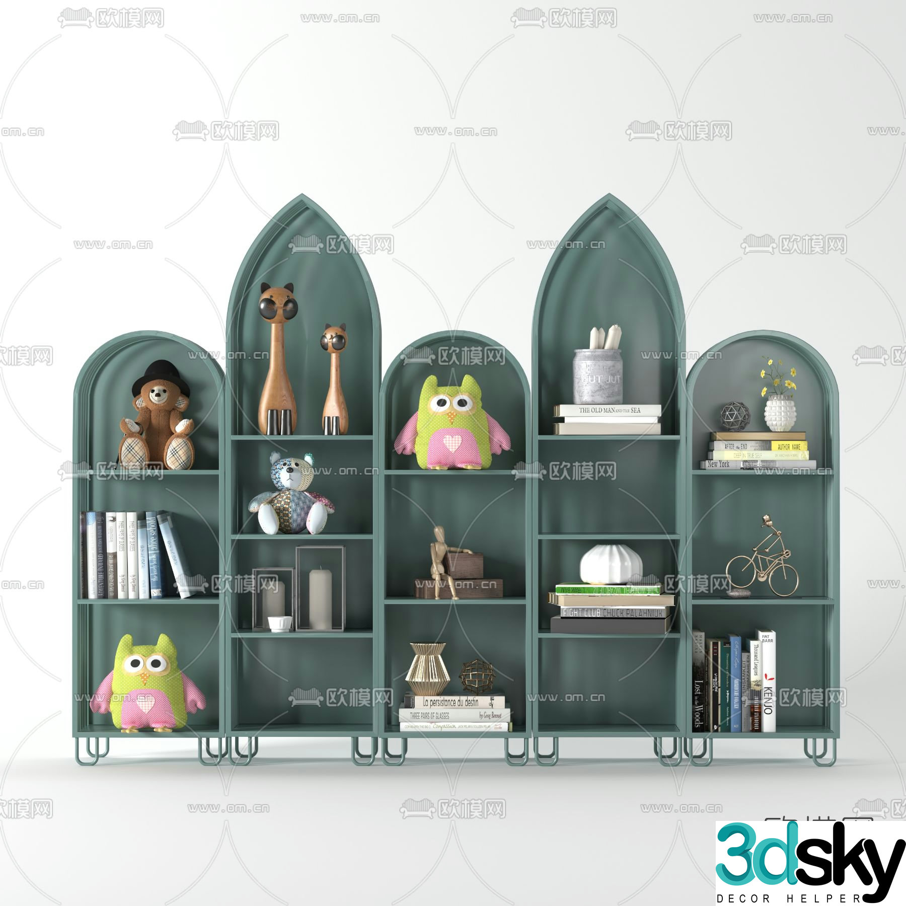 Nordic children’s bookcase decorative cabinet 3d model