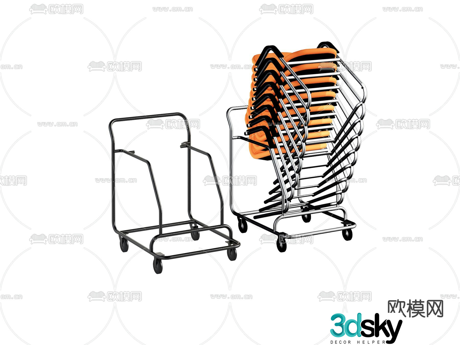 Modern stainless steel cart 3d model