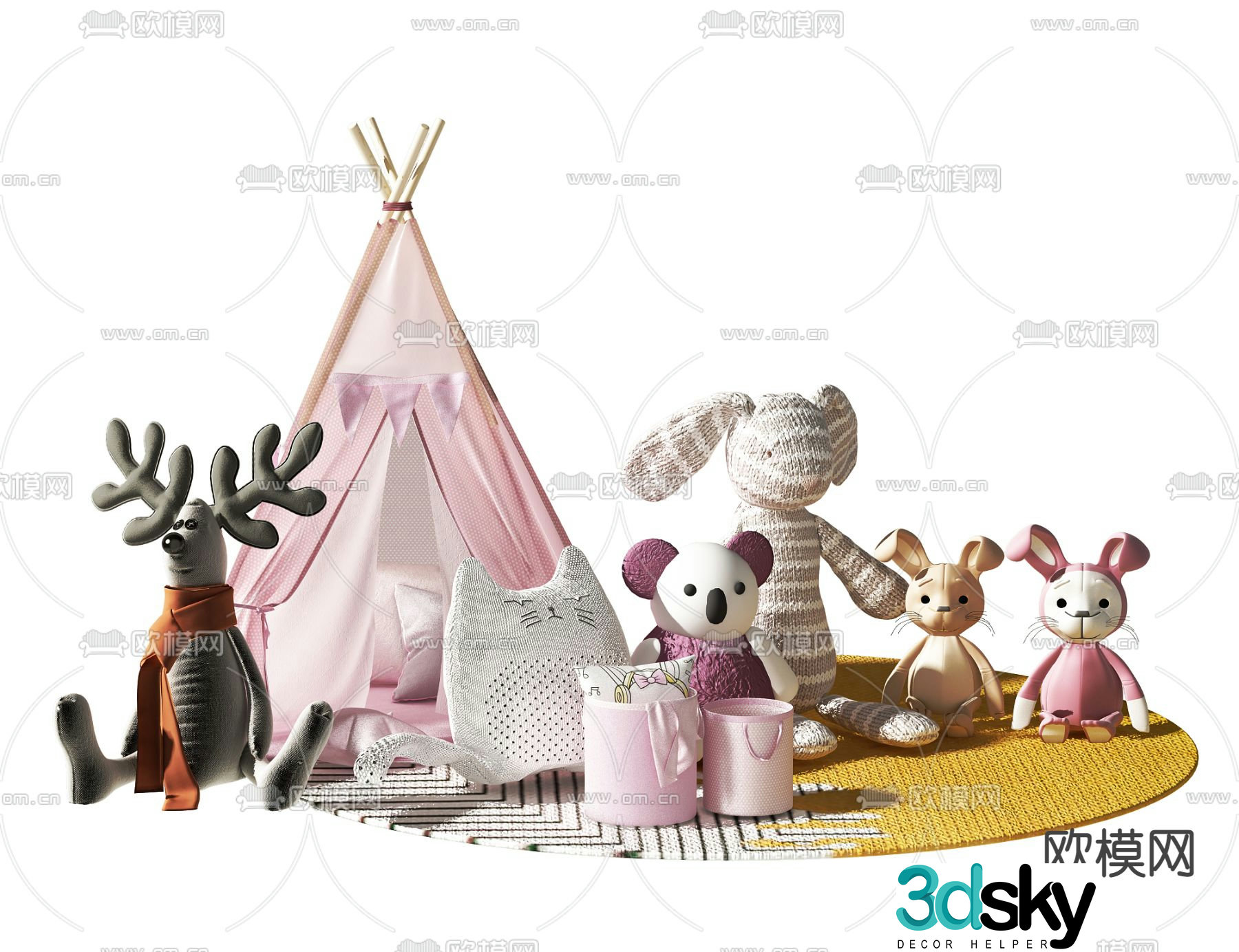 Modern children’s plush toy 3d model