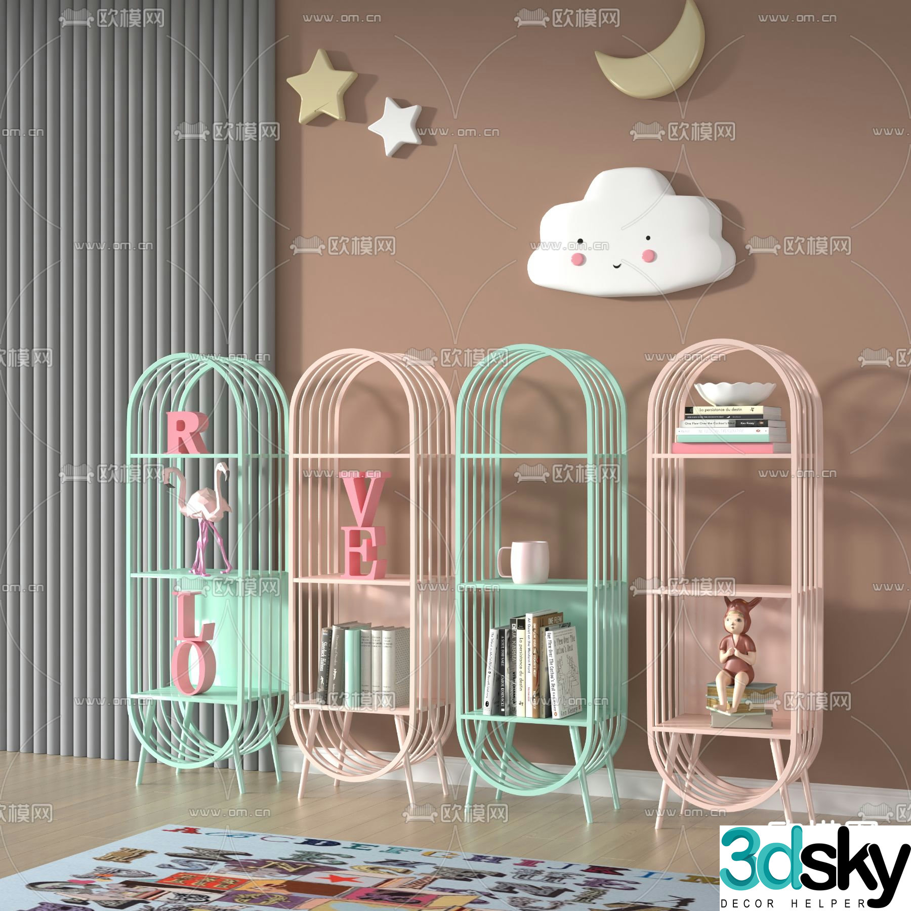 Nordic iron children’s bookshelf 3D model