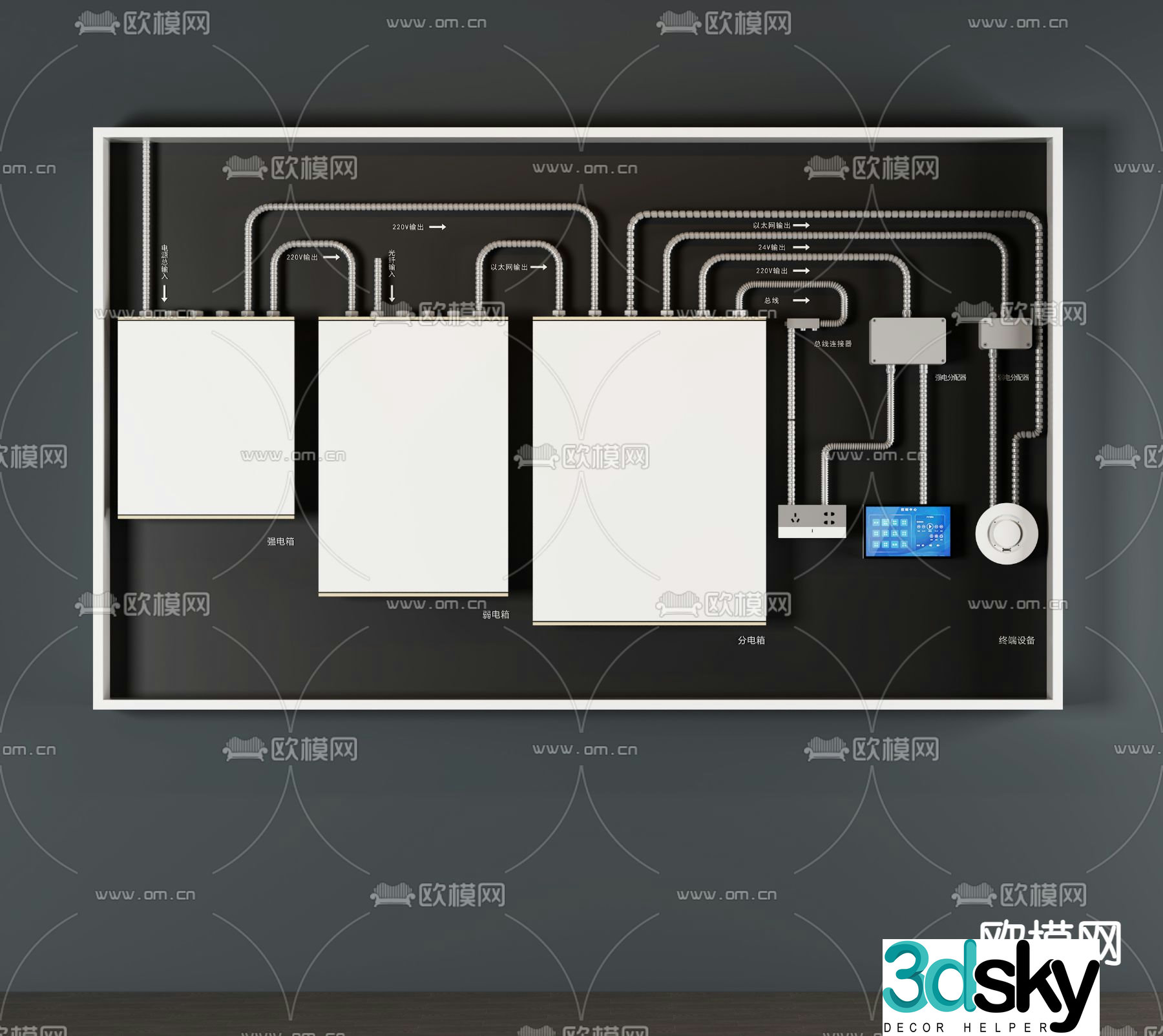 Modern circuit energy display board 3d model