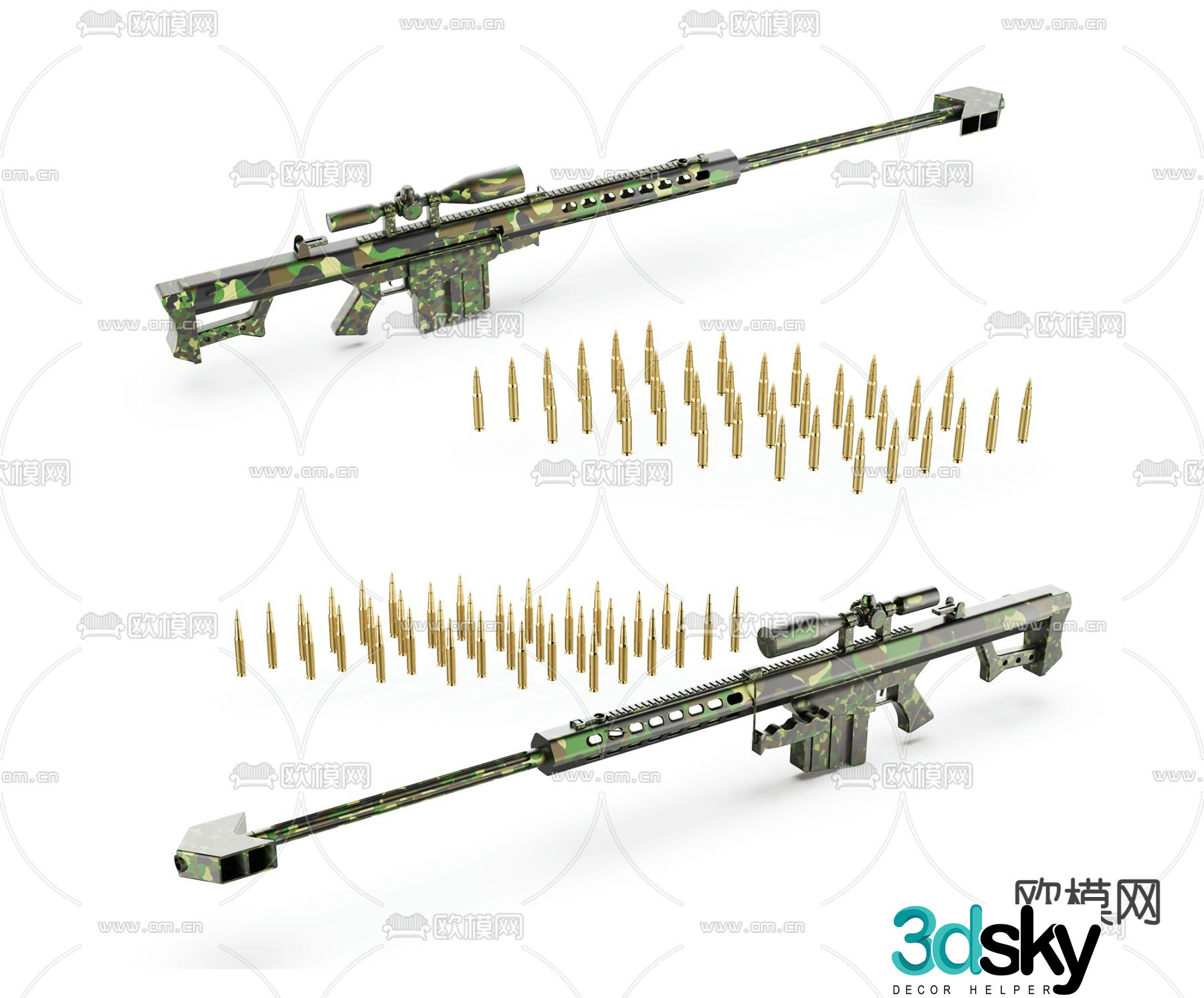 Modern Barrett sniper rifle 3d model