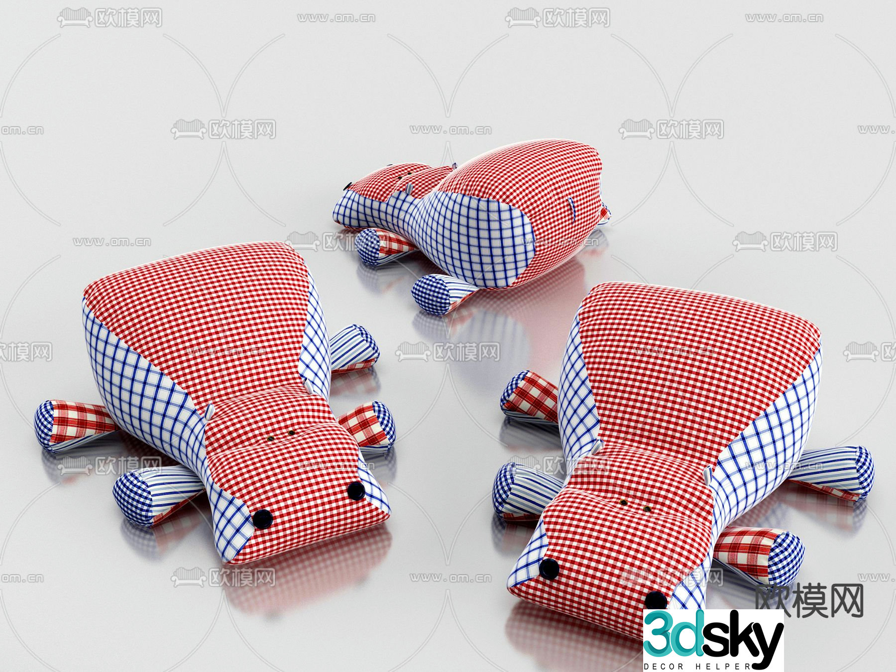Modern hippopotamus toy doll 3d model