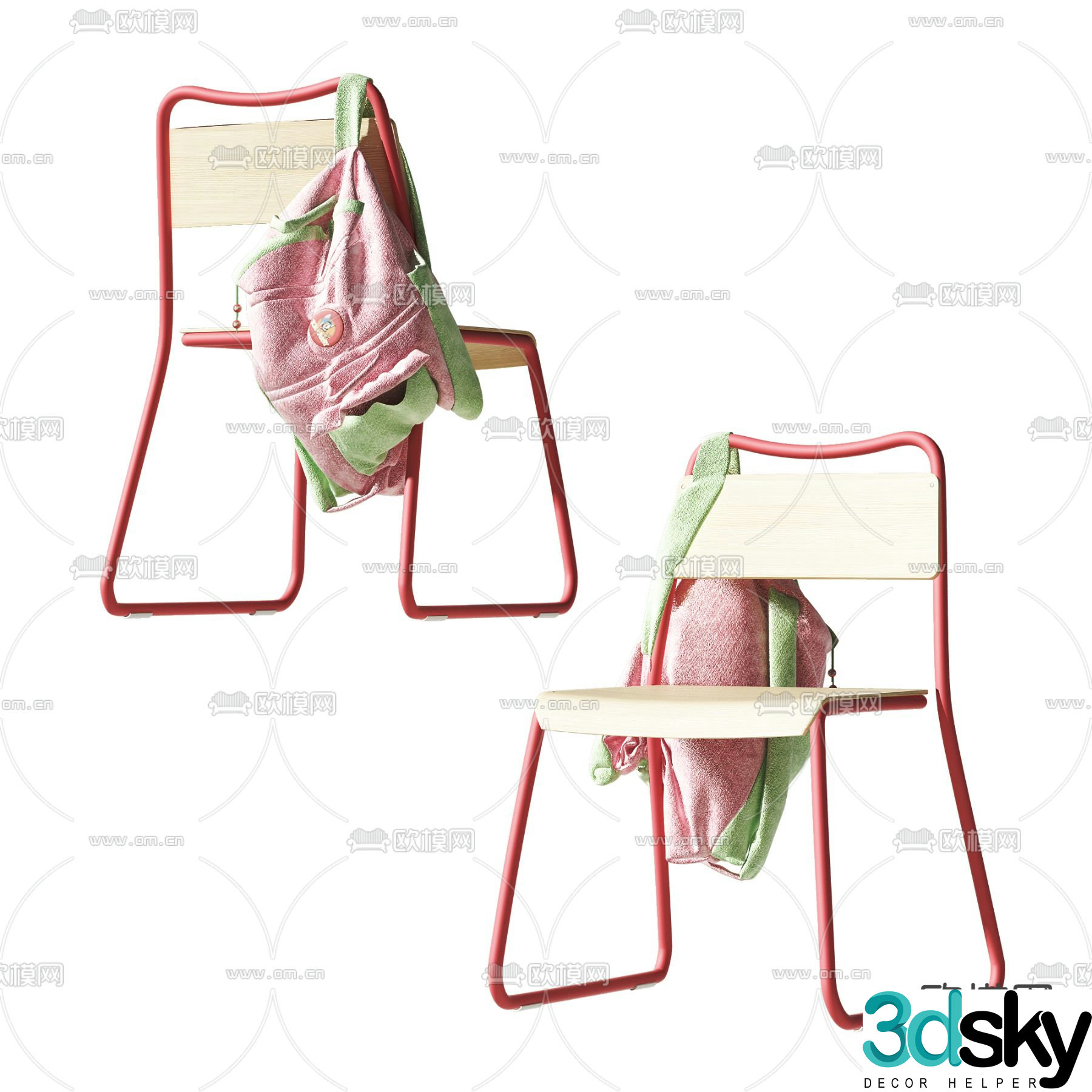 Nordic children’s single chair 3d model