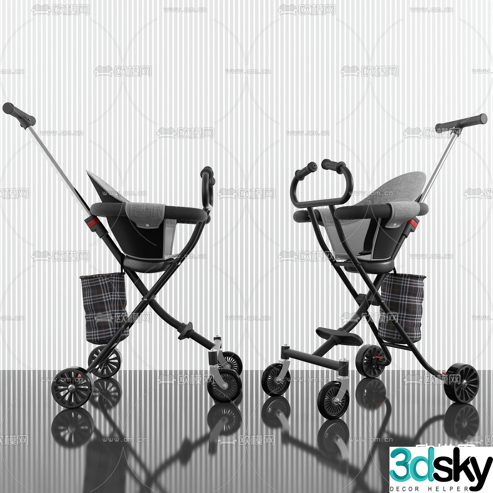 Modern stroller 3d model